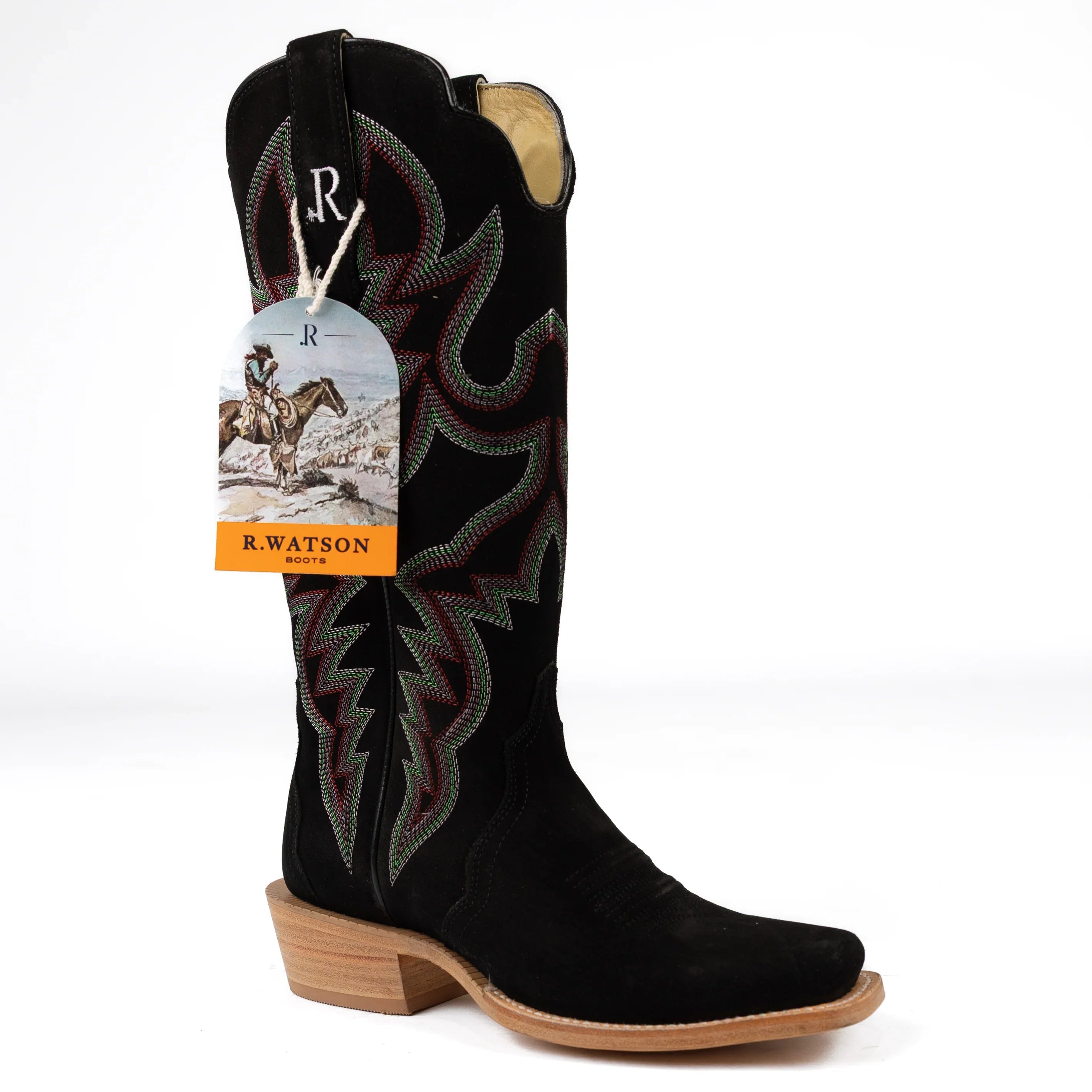 R. Watson Women's Black Roughout Cutter Toe Boots RWL8428-1