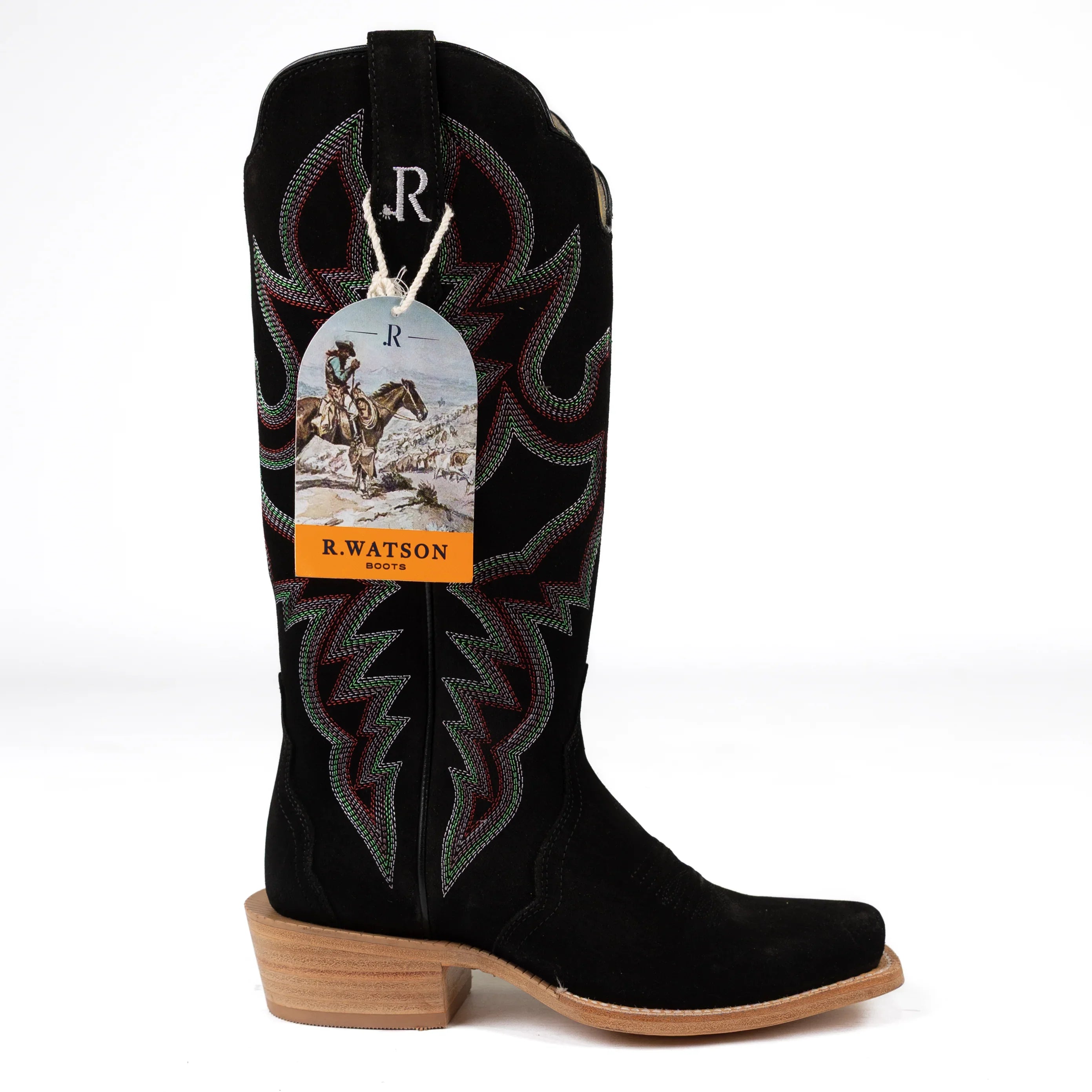 R. Watson Women's Black Roughout Cutter Toe Boots RWL8428-1