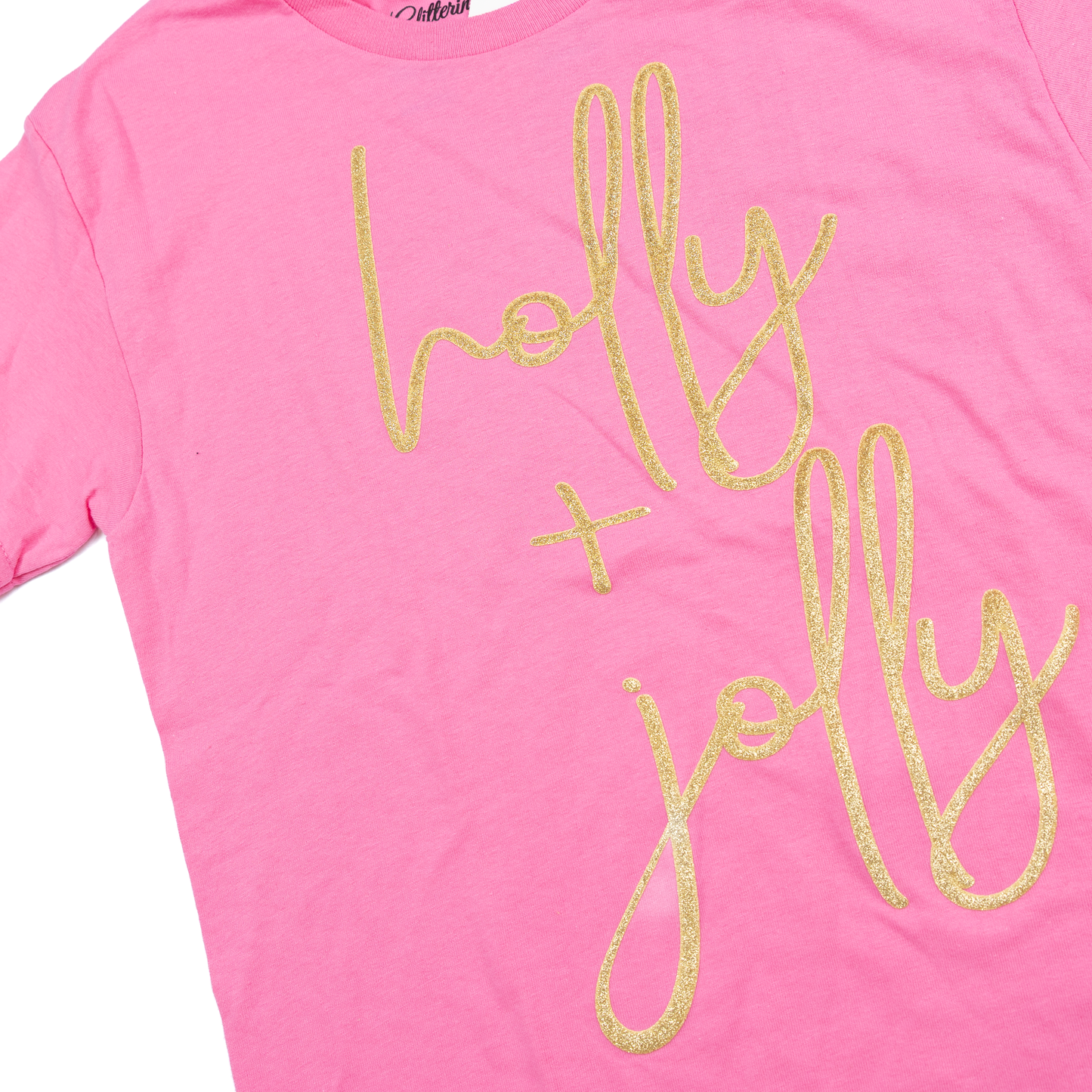 Women's Pink and Gold Holly Jolly T-shirt