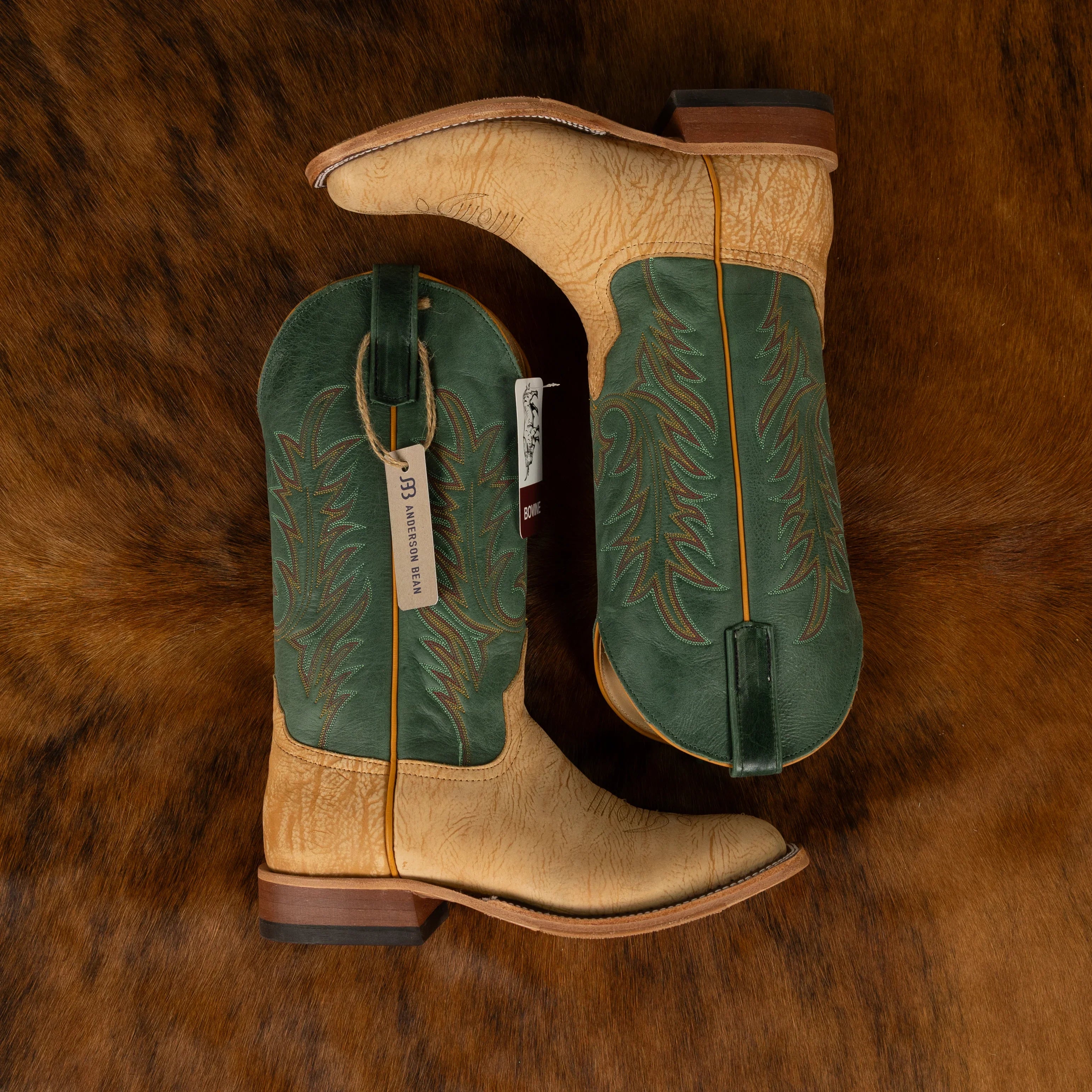 Anderson Bean Men's Tan Washed Shoulder Square Toe Boots