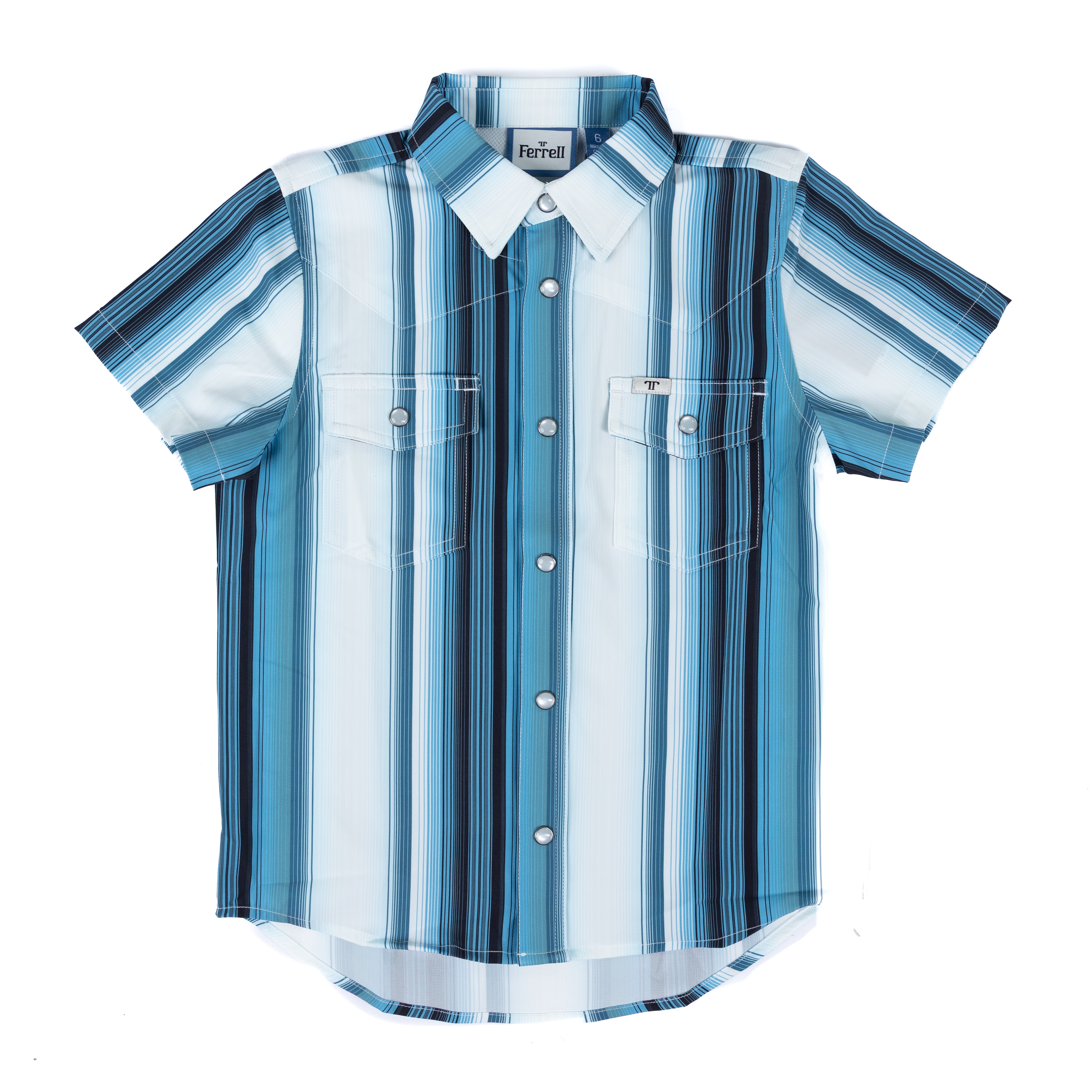 Boy's Ferrell Short Sleeve "The Harrison" In Blue Snap Shirt KPS3026038