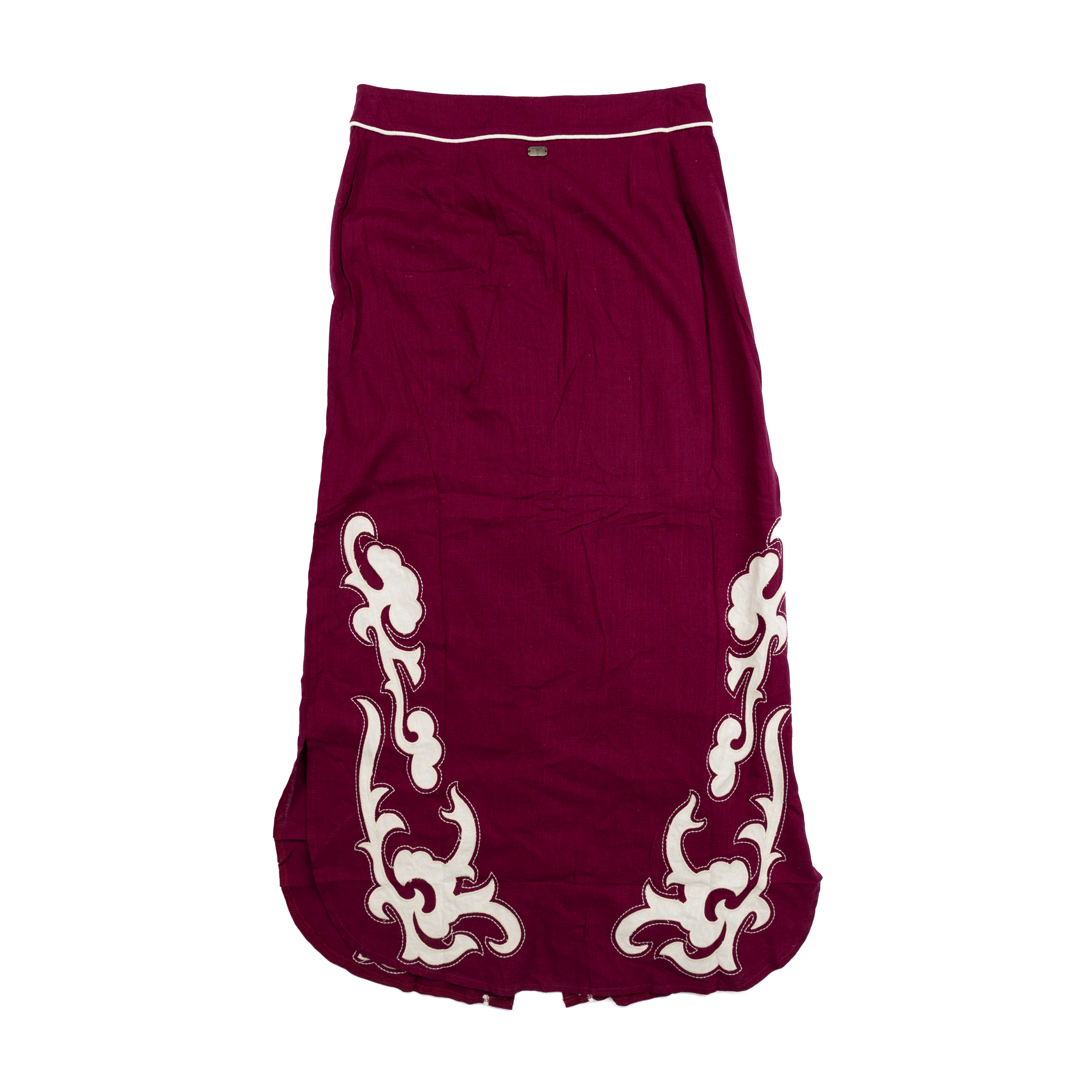 Women's Maroon and White Boot Stitched Skirt