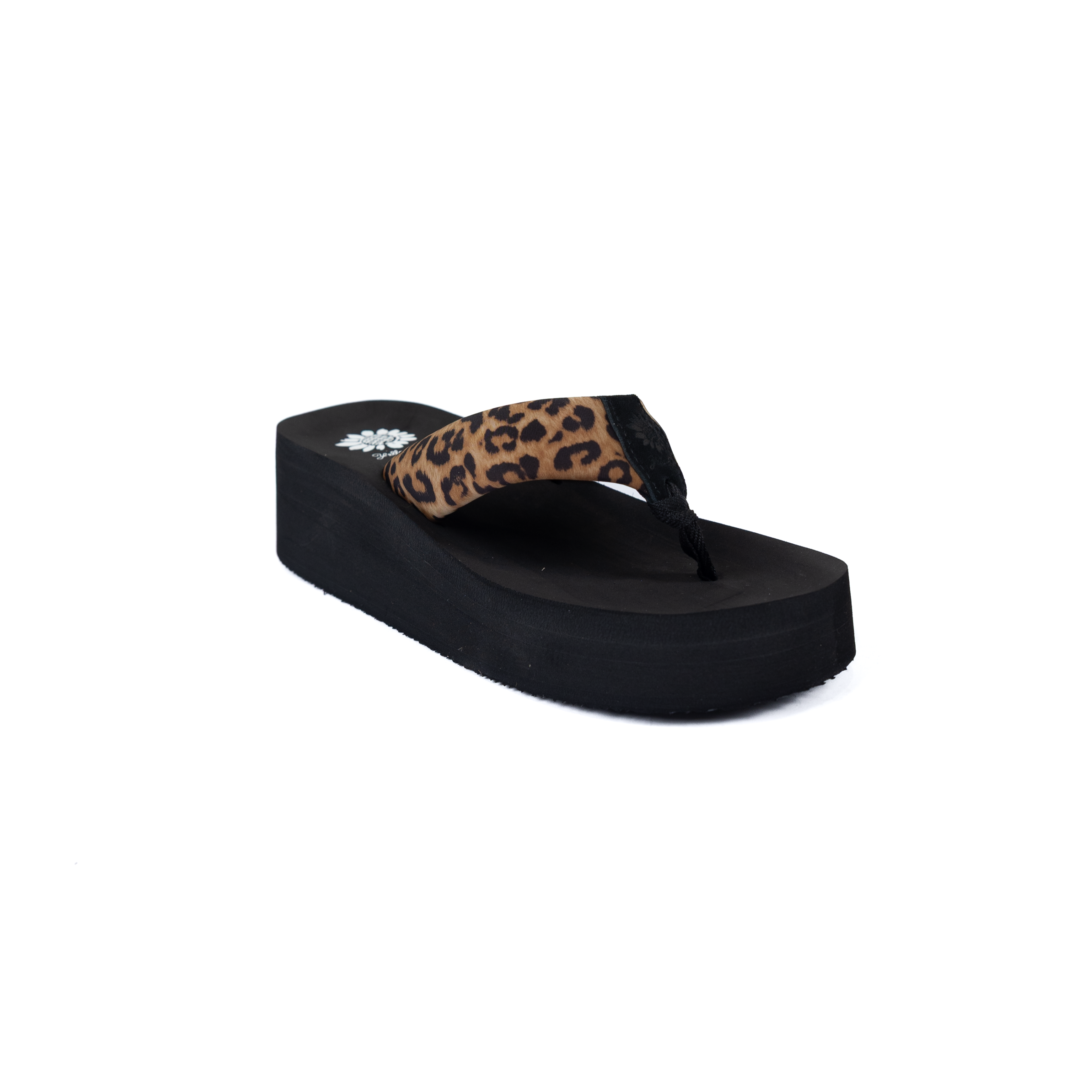 Women's Yellow Box Black Kaylie Wedge Flip Flops 65778-KAYLIE