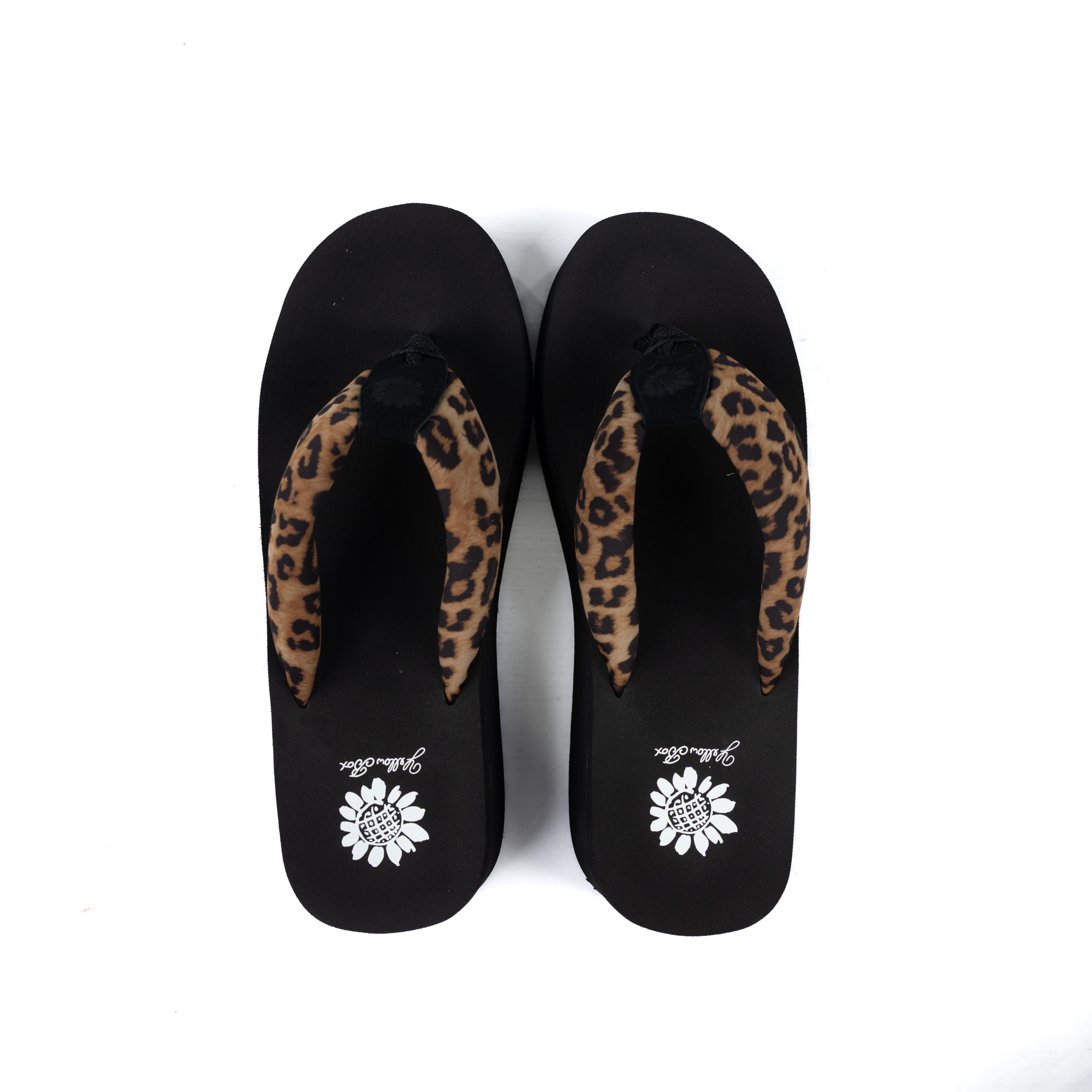 Women's Yellow Box Black Kaylie Wedge Flip Flops 65778-KAYLIE