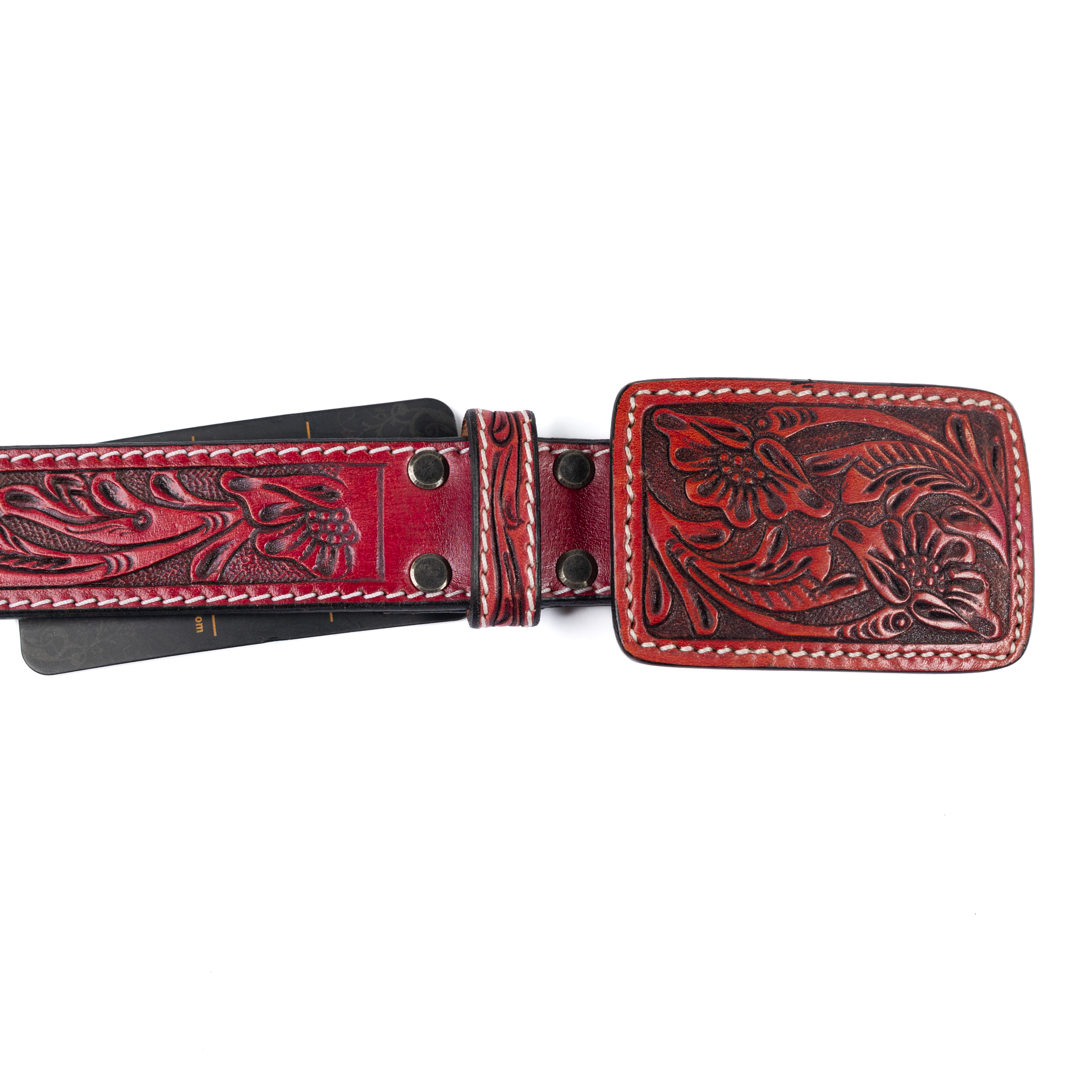 Women's American Darling Red Tooled Leather Belt ADBLF233