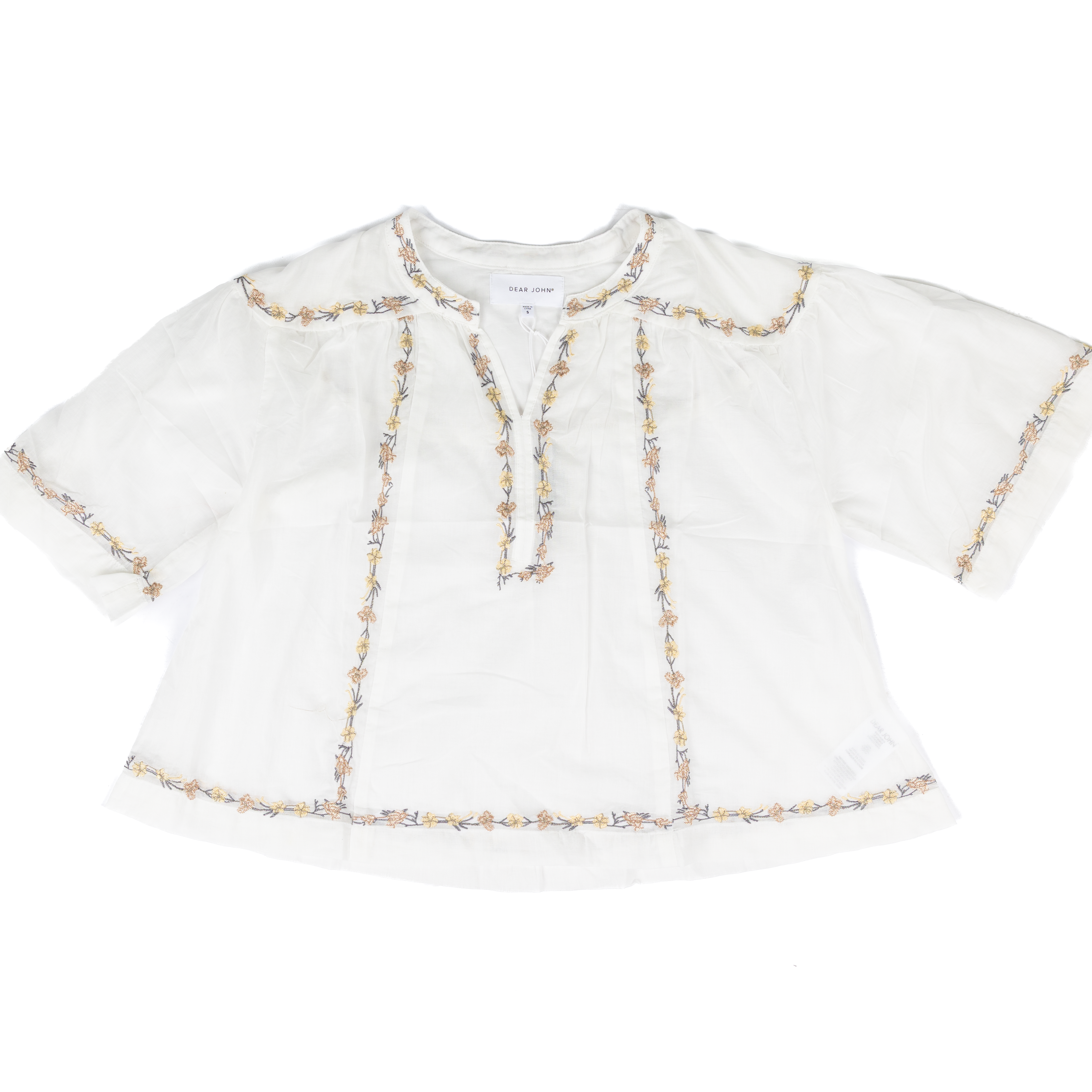Women's Dear John White Jada Short Sleeve Blouse DSH1527WHT