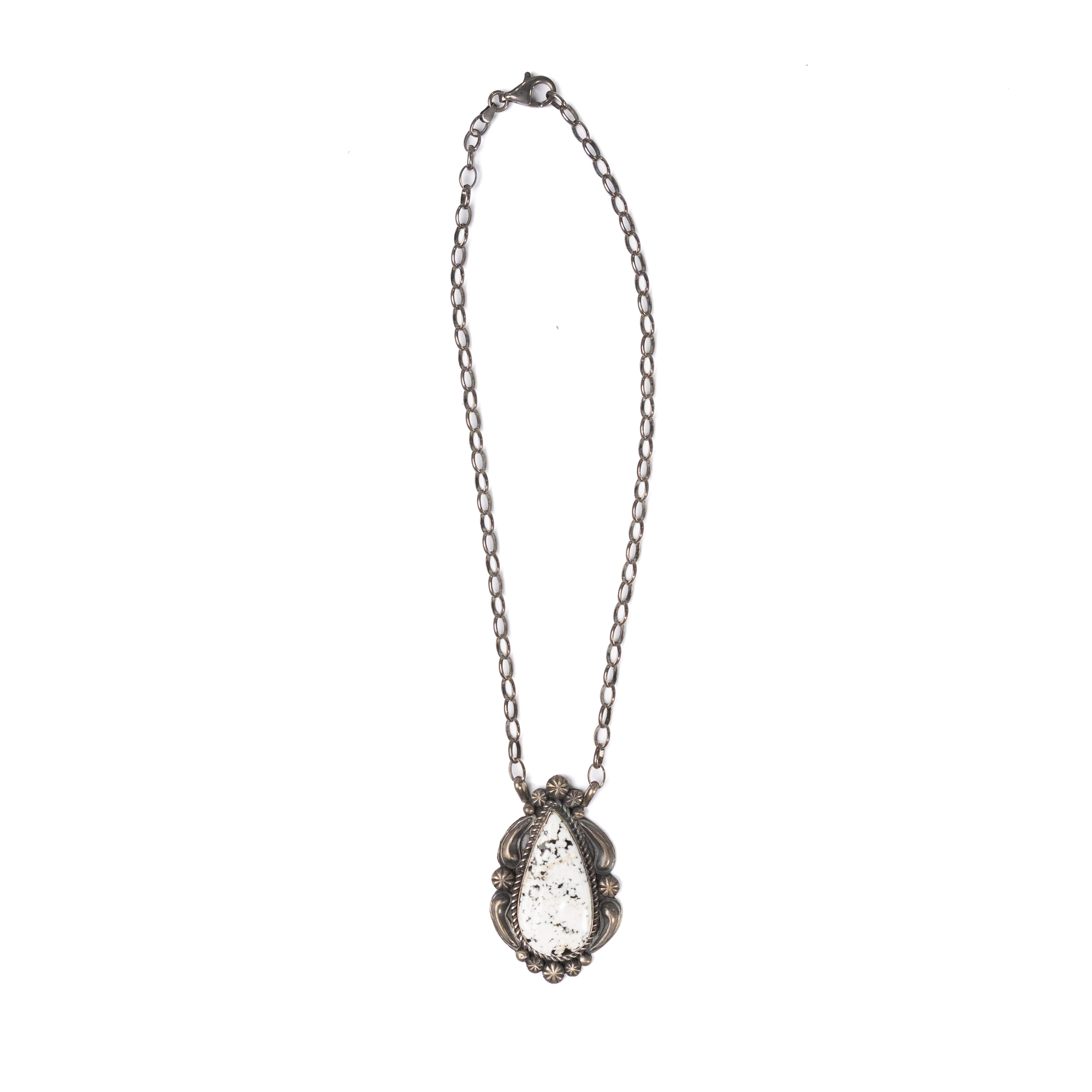 Women's Gallup White Buffalo and Silver Chain Necklace