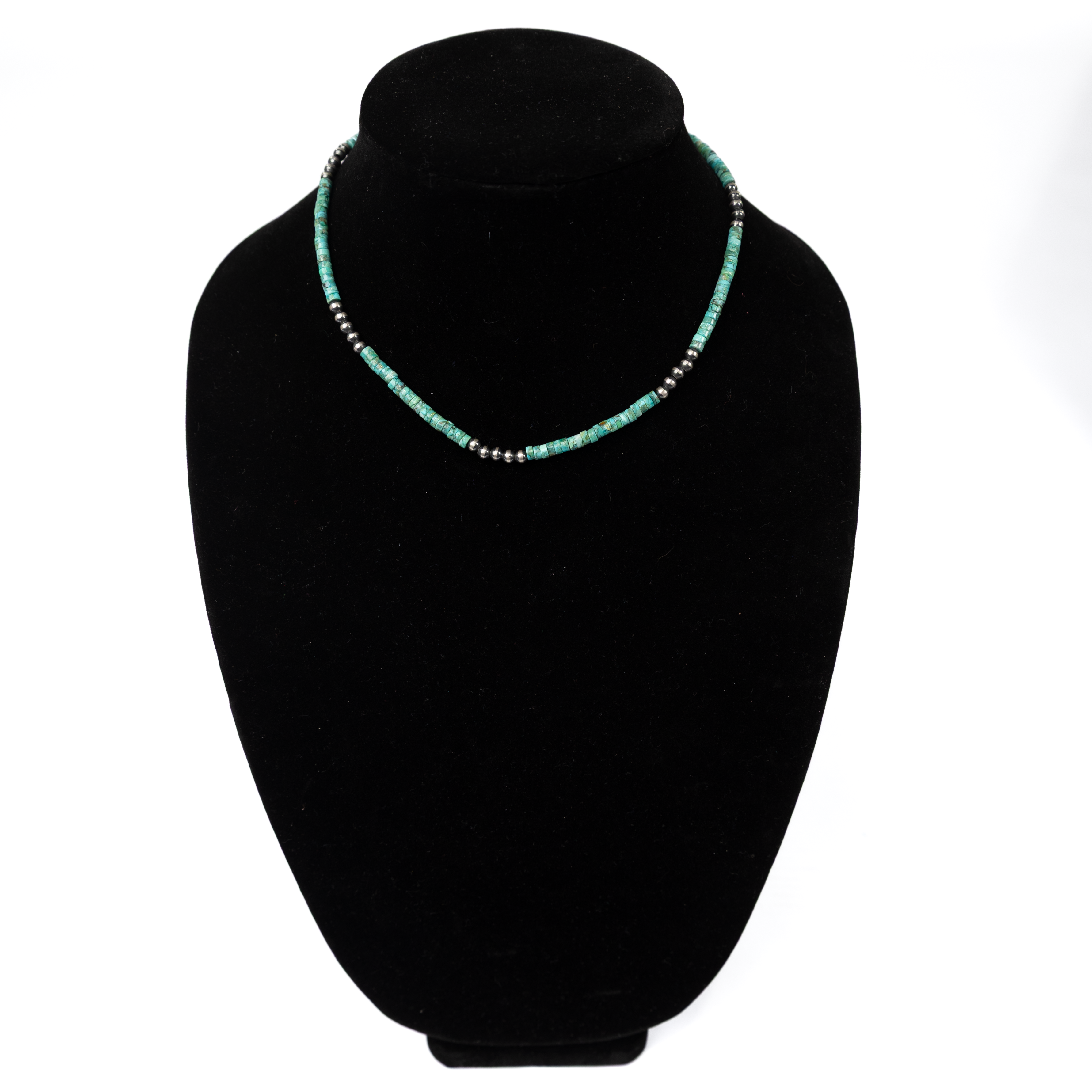 Women's Rhoda Handmade Navajo Pearl and Turquoise Flat Chip Necklace