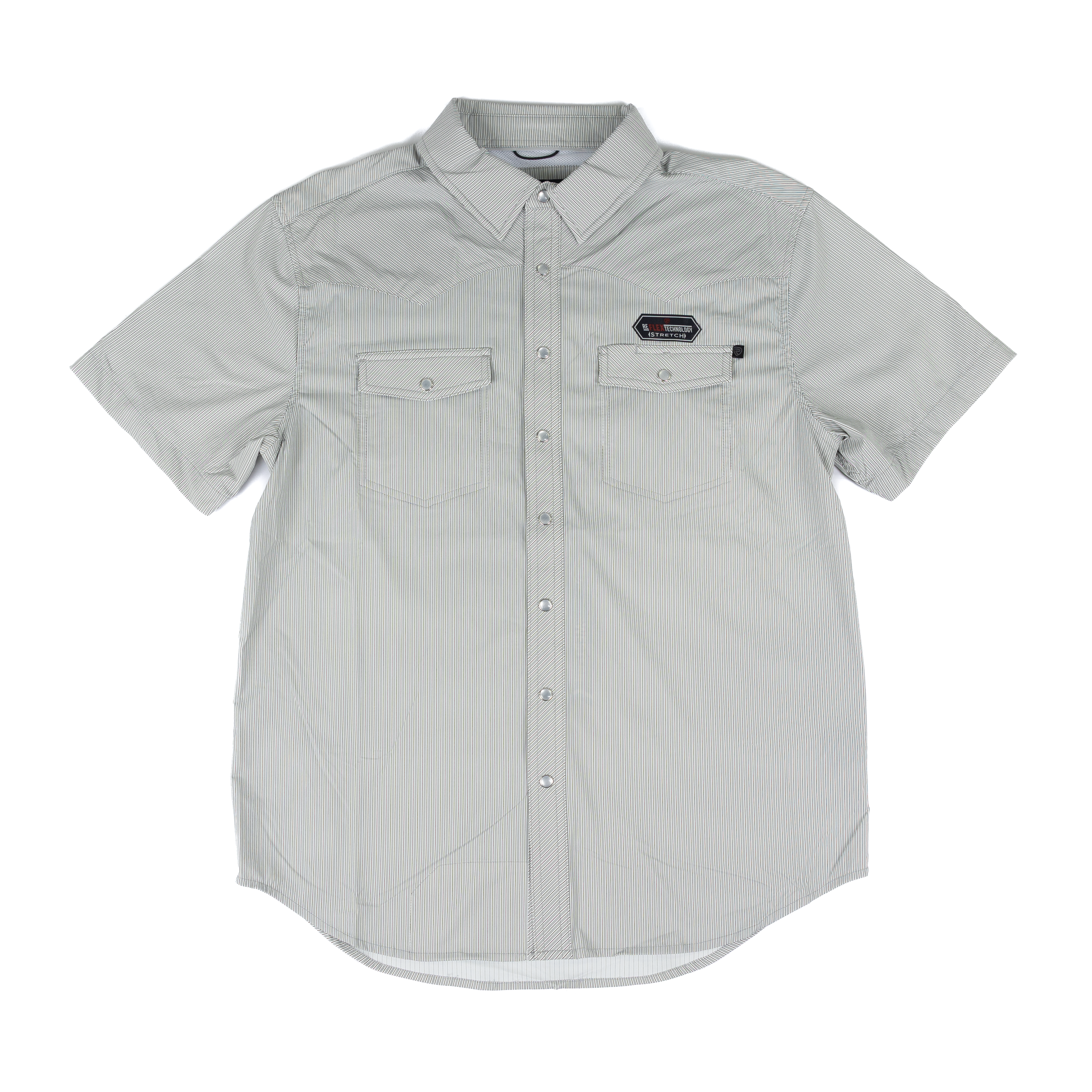 Men's Rock and Roll Short Sleeve Gray Striped TEK Snap Shirt BMN3S08706