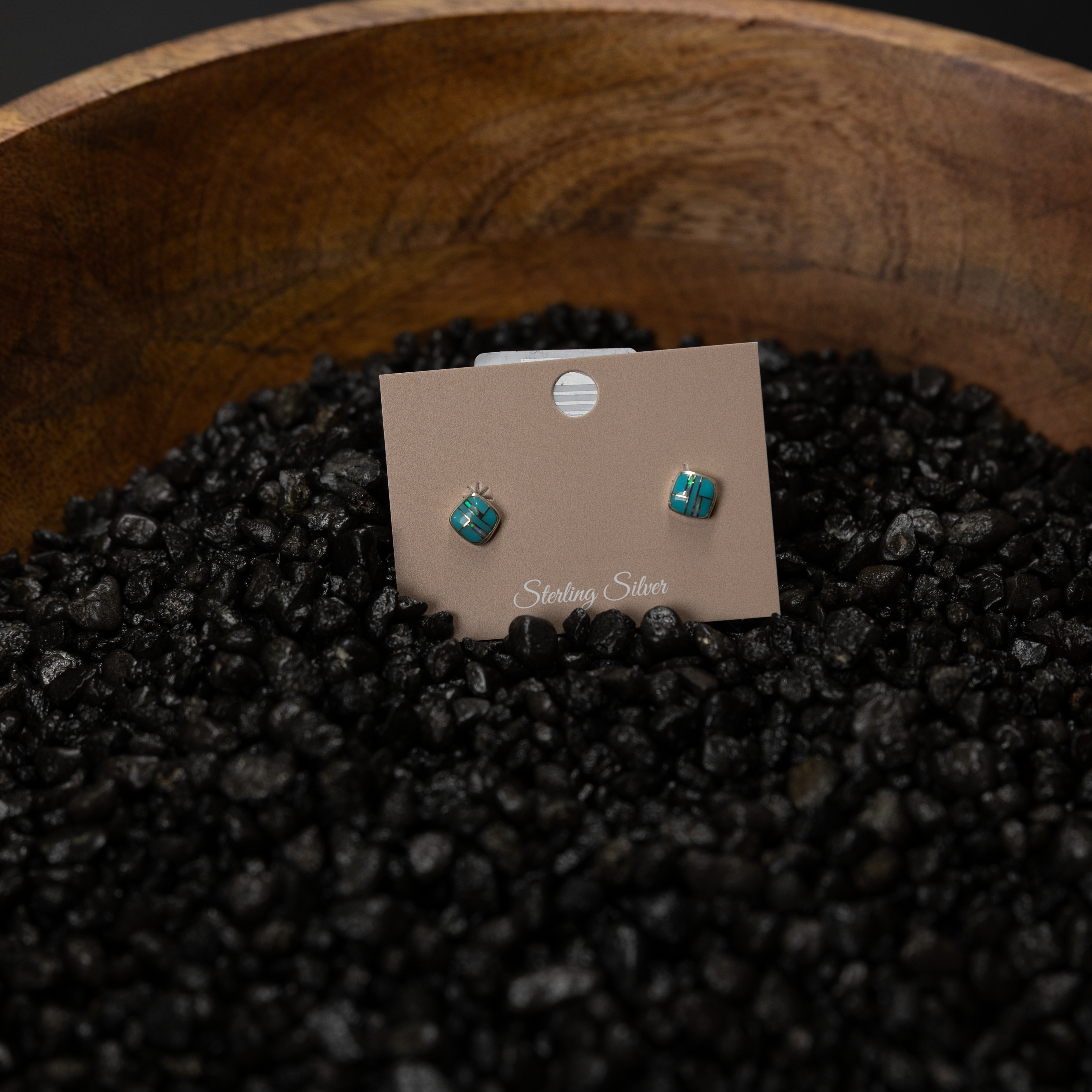 Women's Bilagaana Handmade Multicolor Square Opal Studs