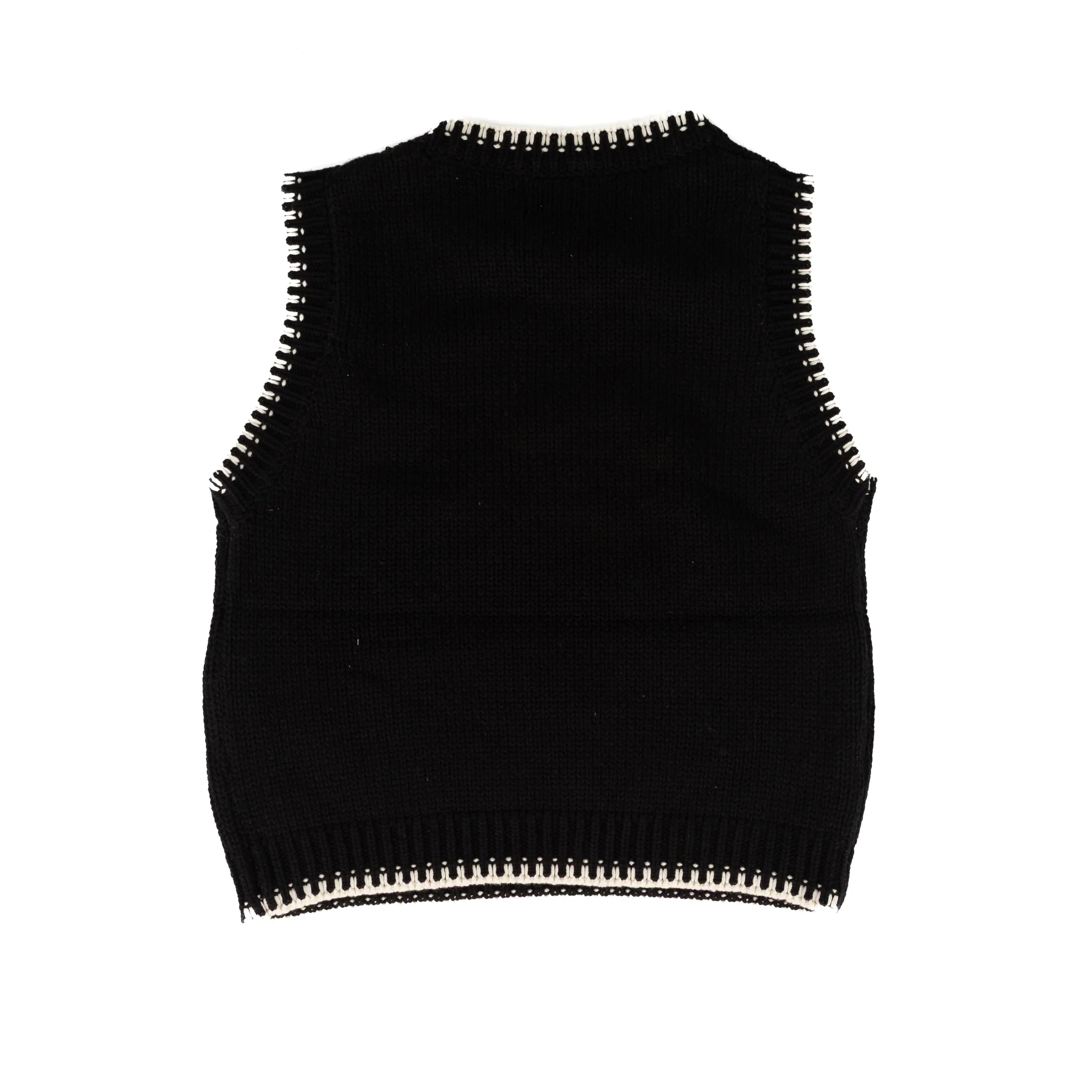 Turquoise Haven Women's Black and Cream Sleeveless Sweater Vest