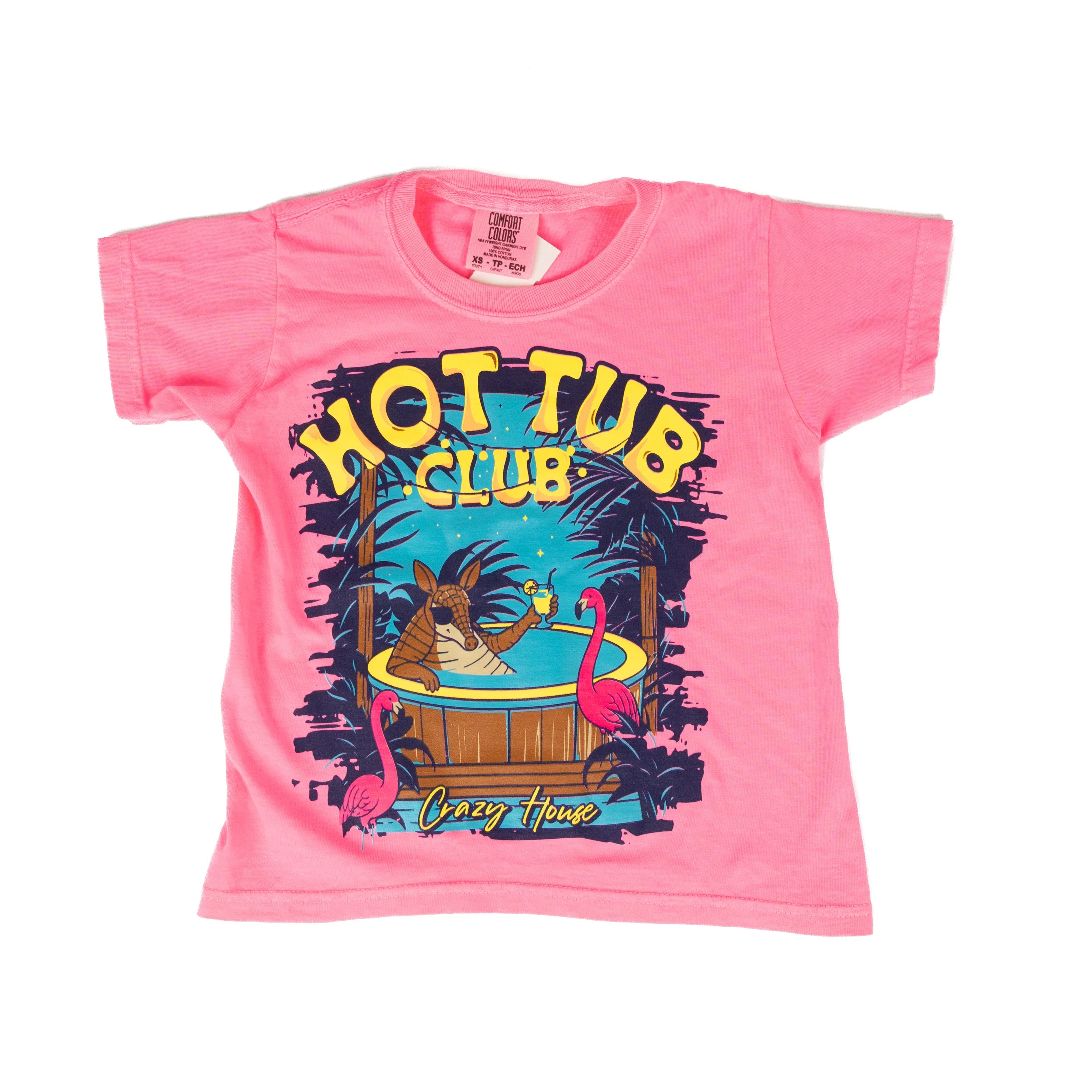 Youth Crazy House Neon Pink "Hot Tub Club" T-shirt