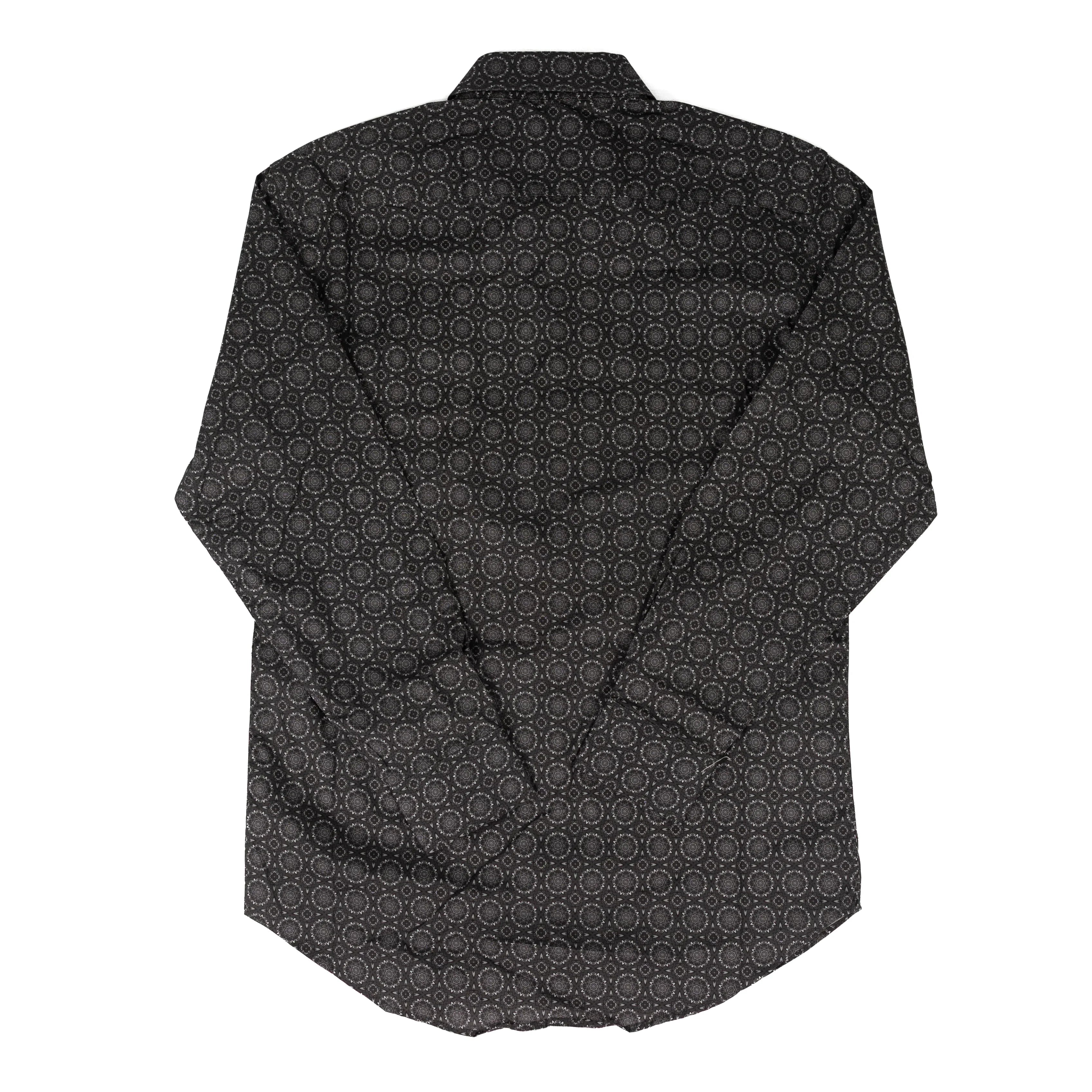 Rock and Roll Men's Long Sleeve Charcoal Medallion Printed Button Up BMB2S09422