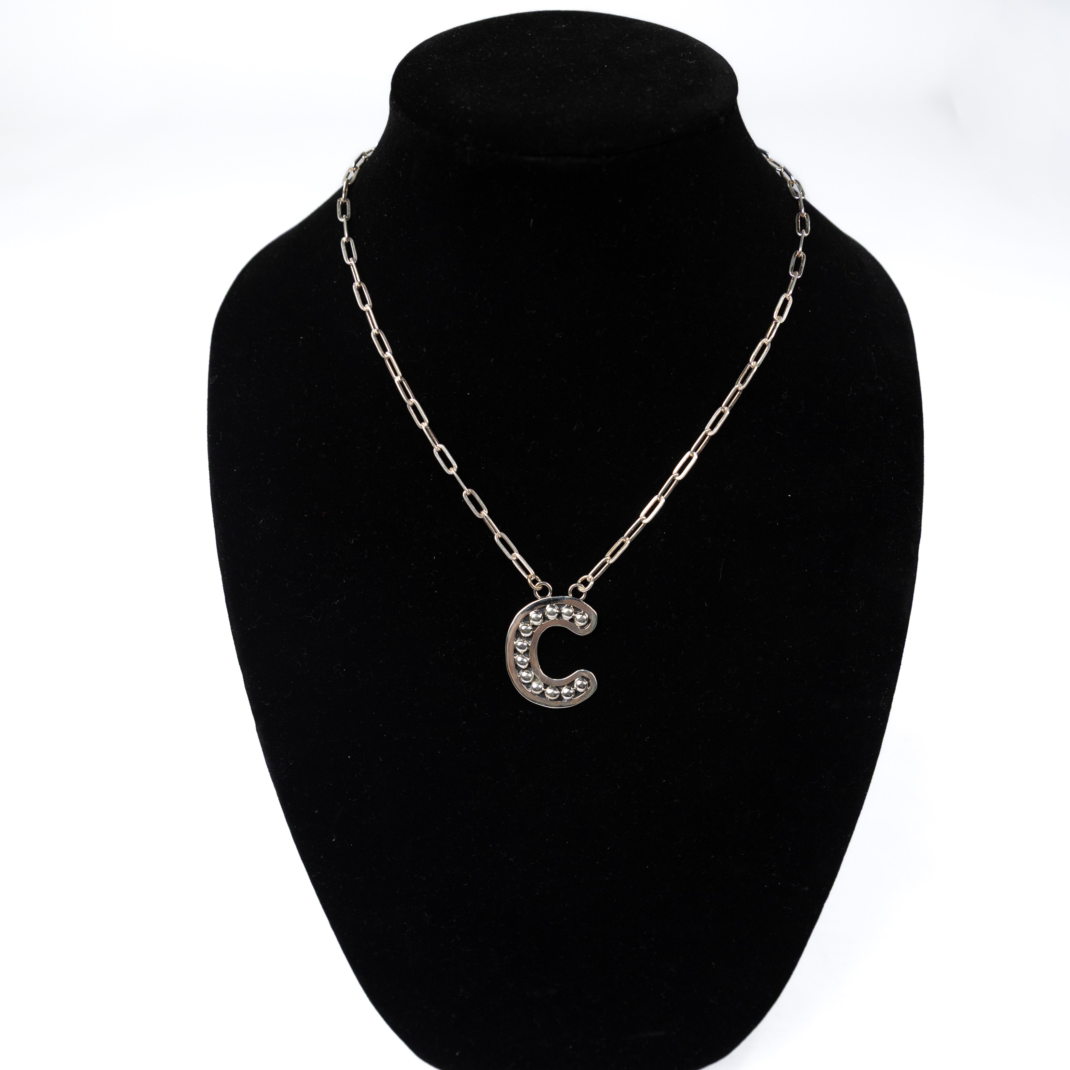 Women's Rhoda Silver Oxidized Ball Letter Necklace T3210