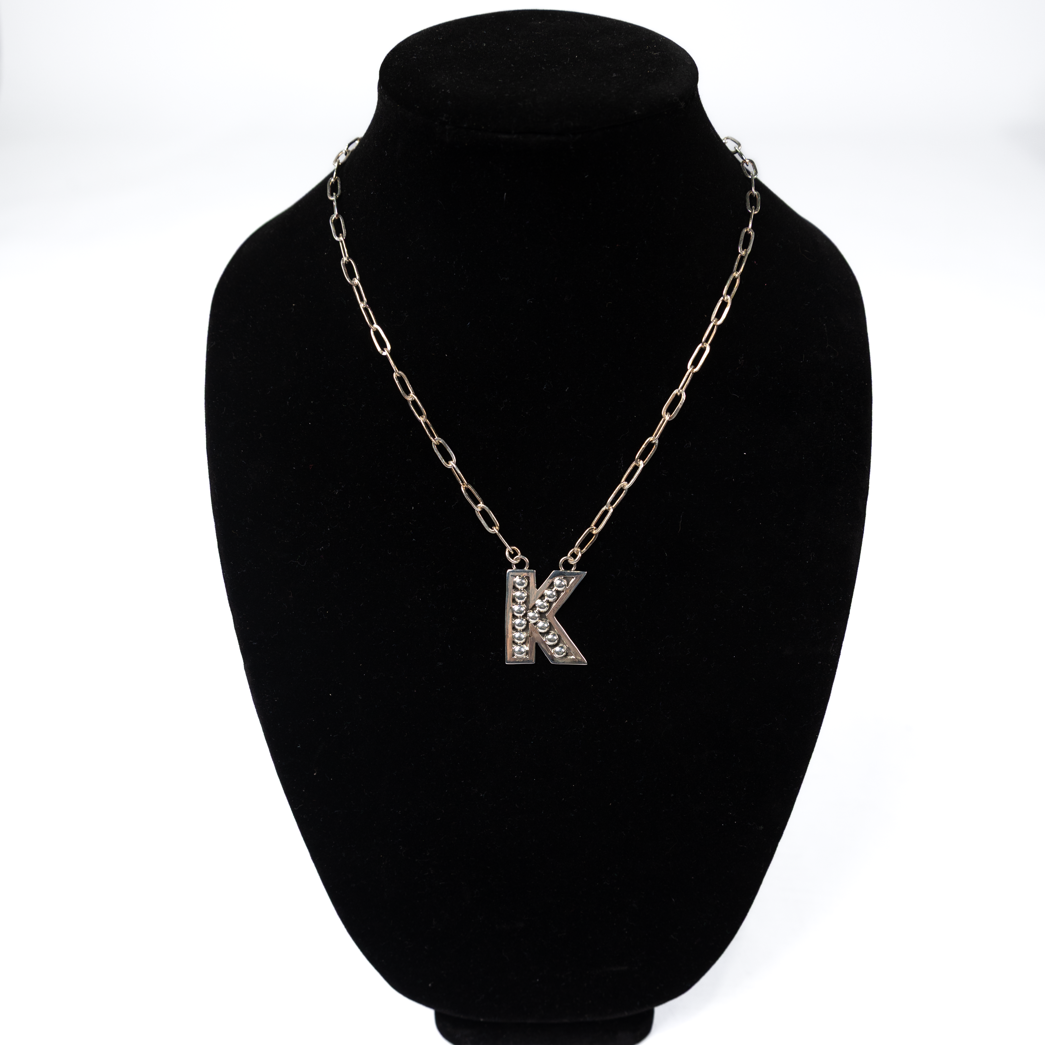 Women's Rhoda Silver Oxidized Ball Letter Necklace T3210