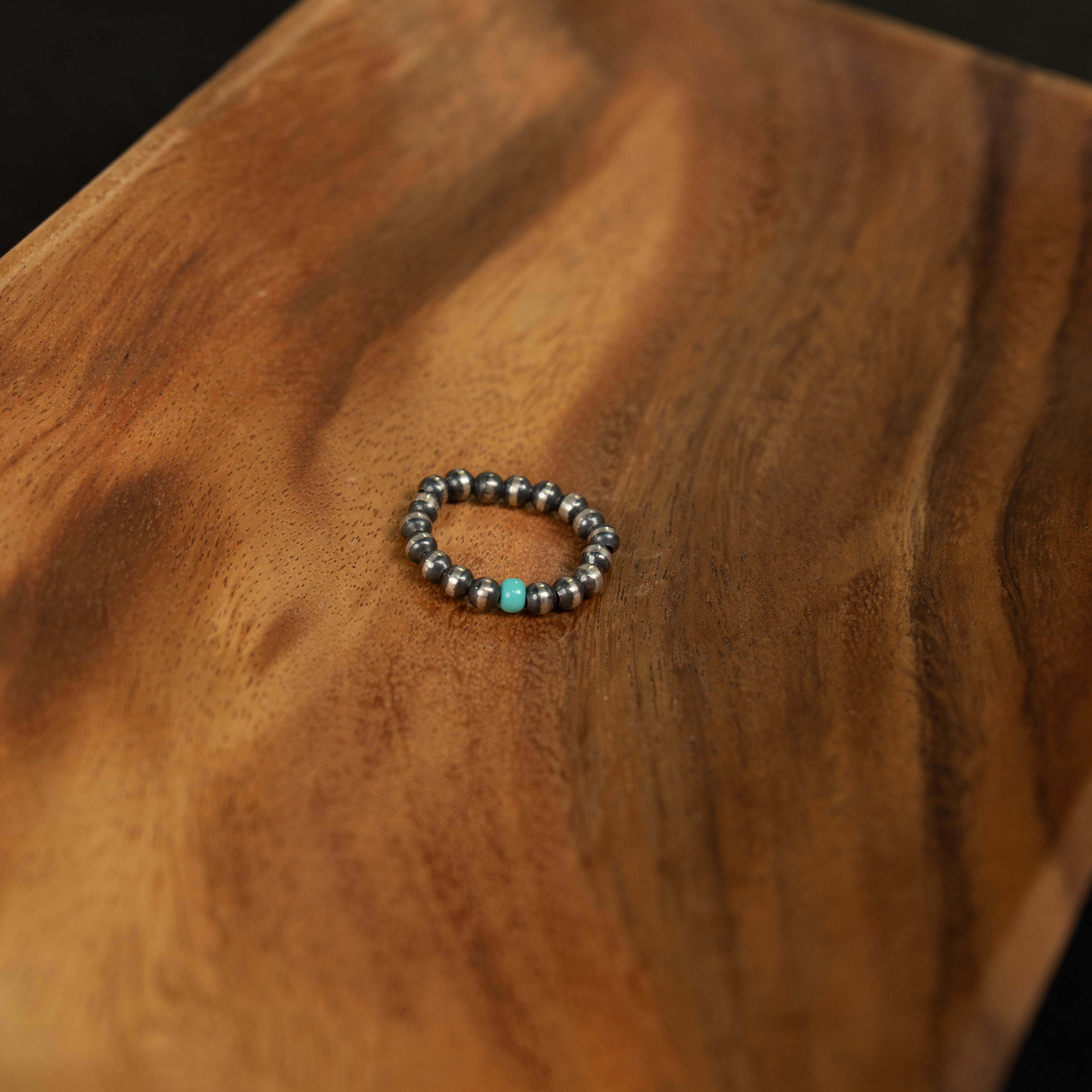Women's Rhoda Handmade Navajo Pearl and Turquoise Stretch Ring