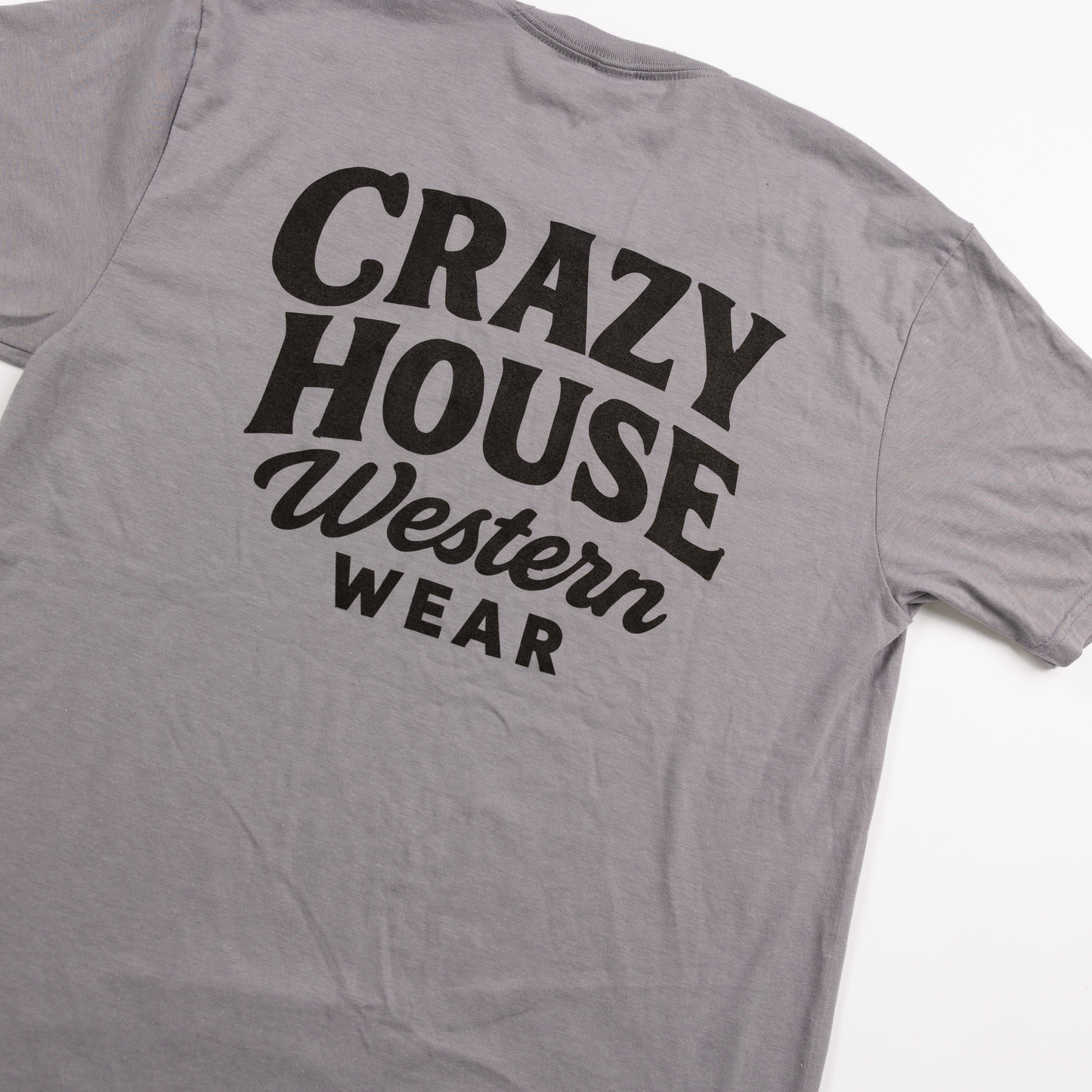 Crazy House Storm Cloud Gray Script T-shirt