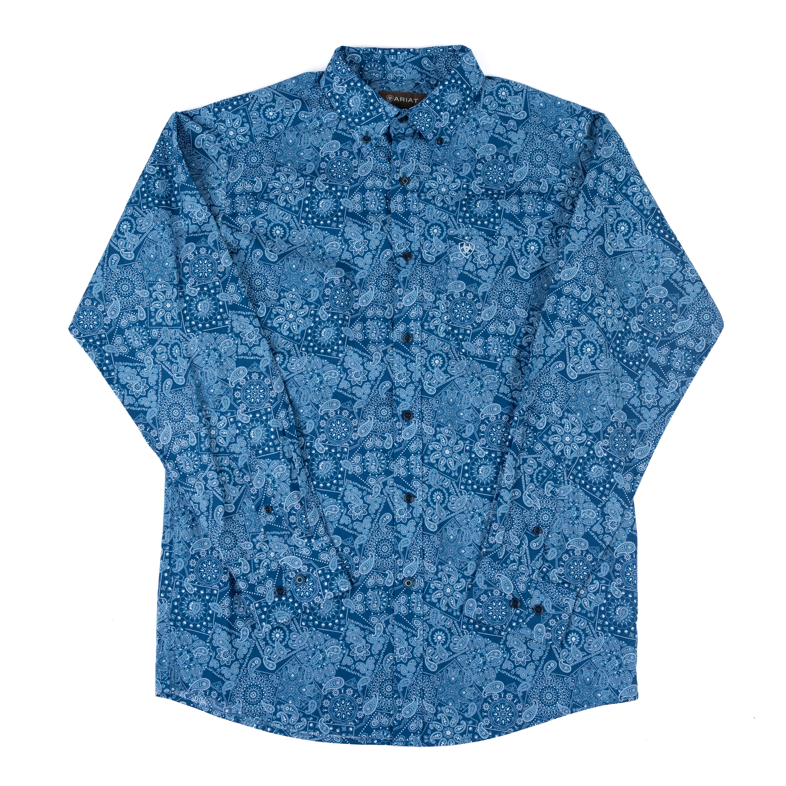 Men's Ariat Jorge Blue Paisley Long Sleeve Button Up Shirt 10071037