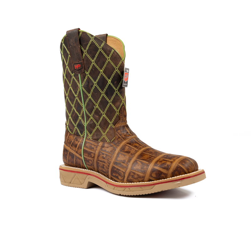 Men's Horse Power Saddle Gator Print Steel Toe Work Boots HPW2518