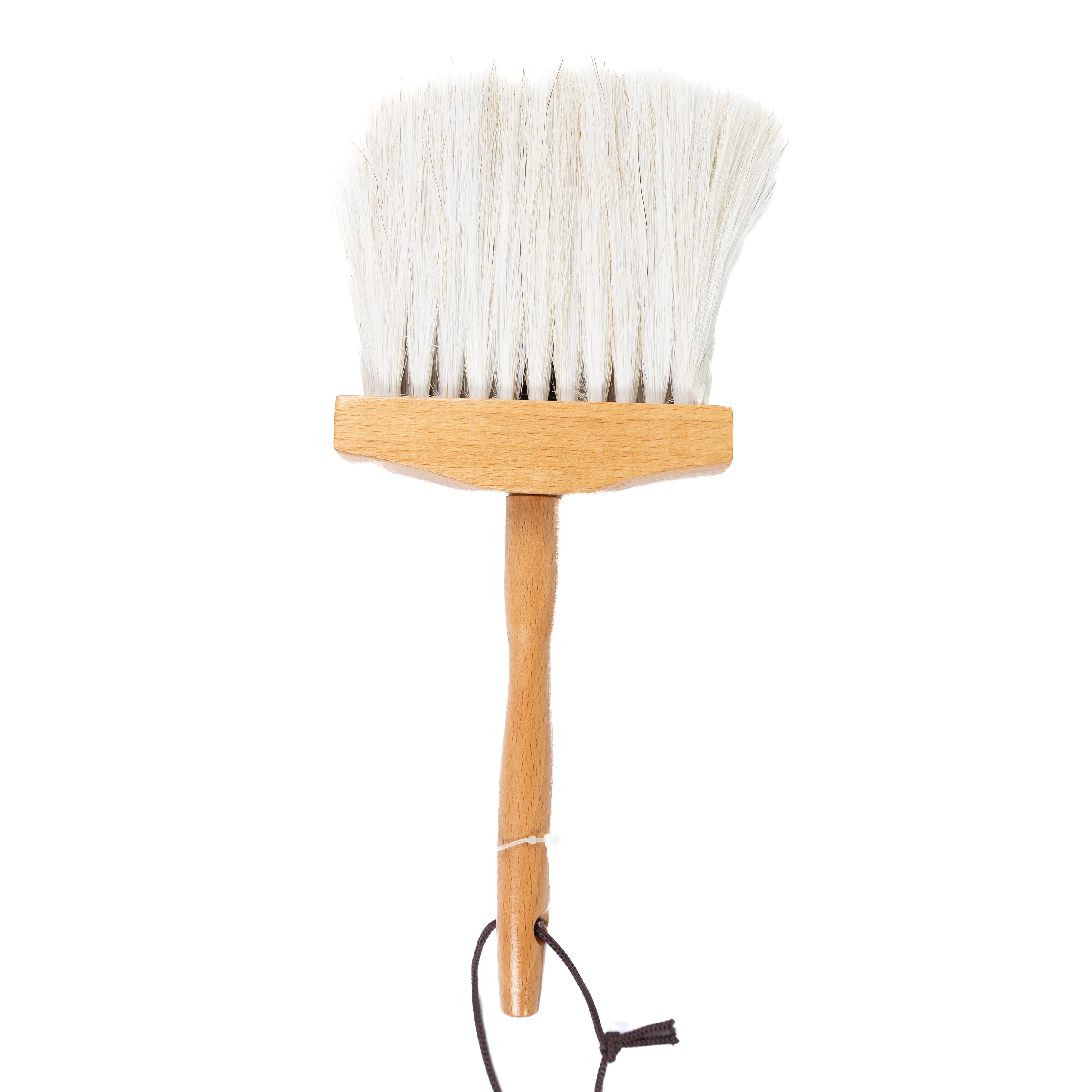 Bamboo brush with white bristles on a white background