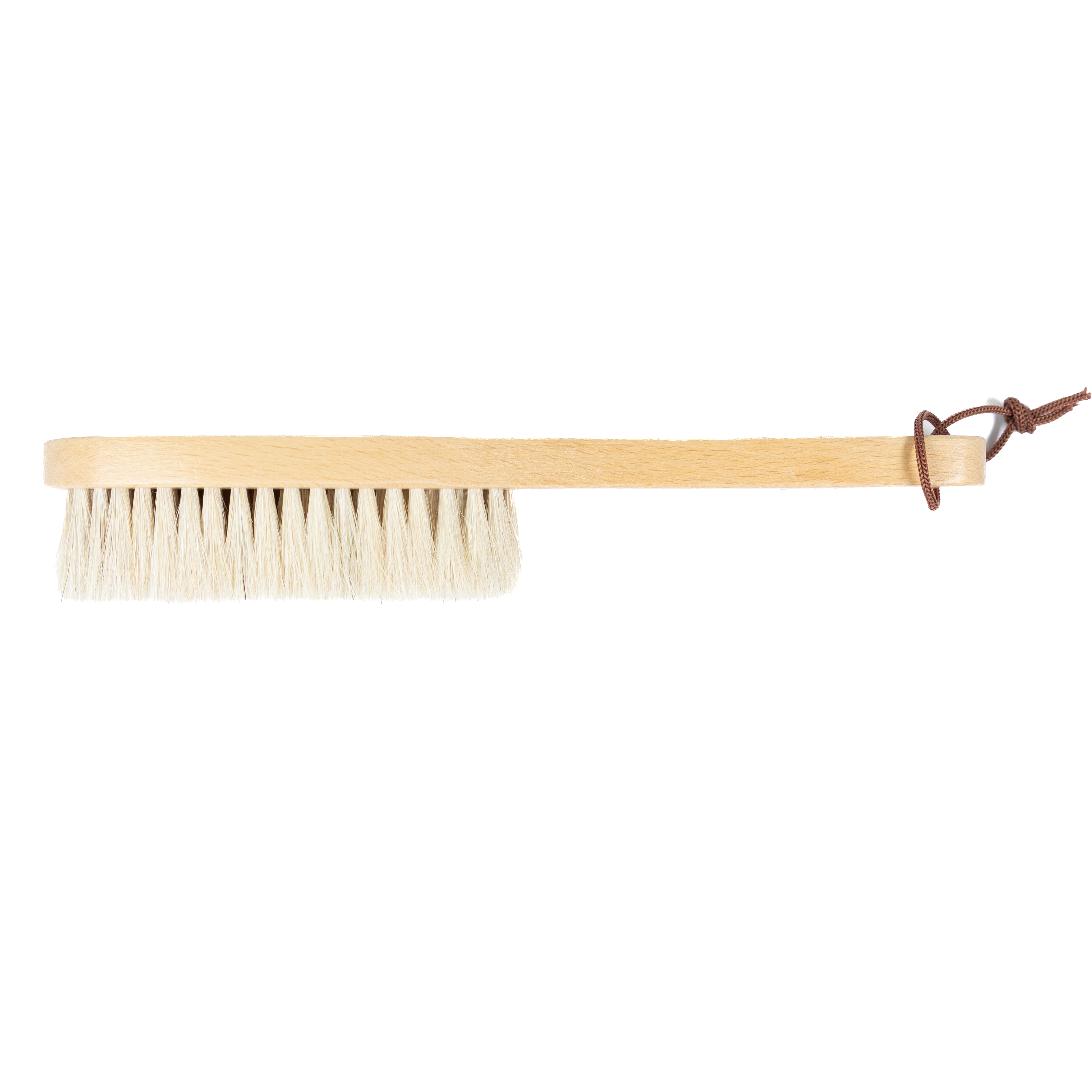 Wooden brush with bristles on a white background