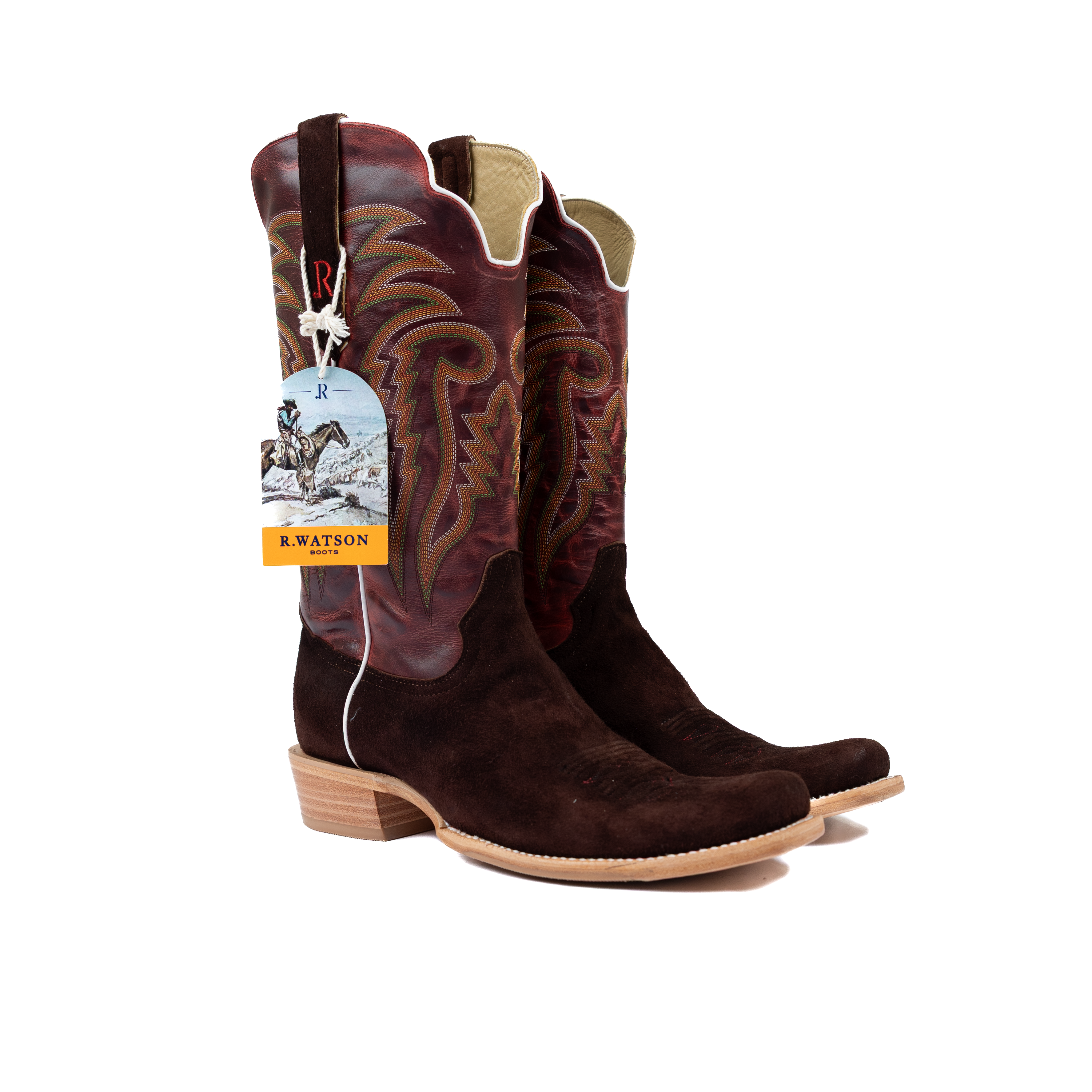 Men's R. Watson Chocolate Roughout Deer Vamp 13in Volcanic Red Top