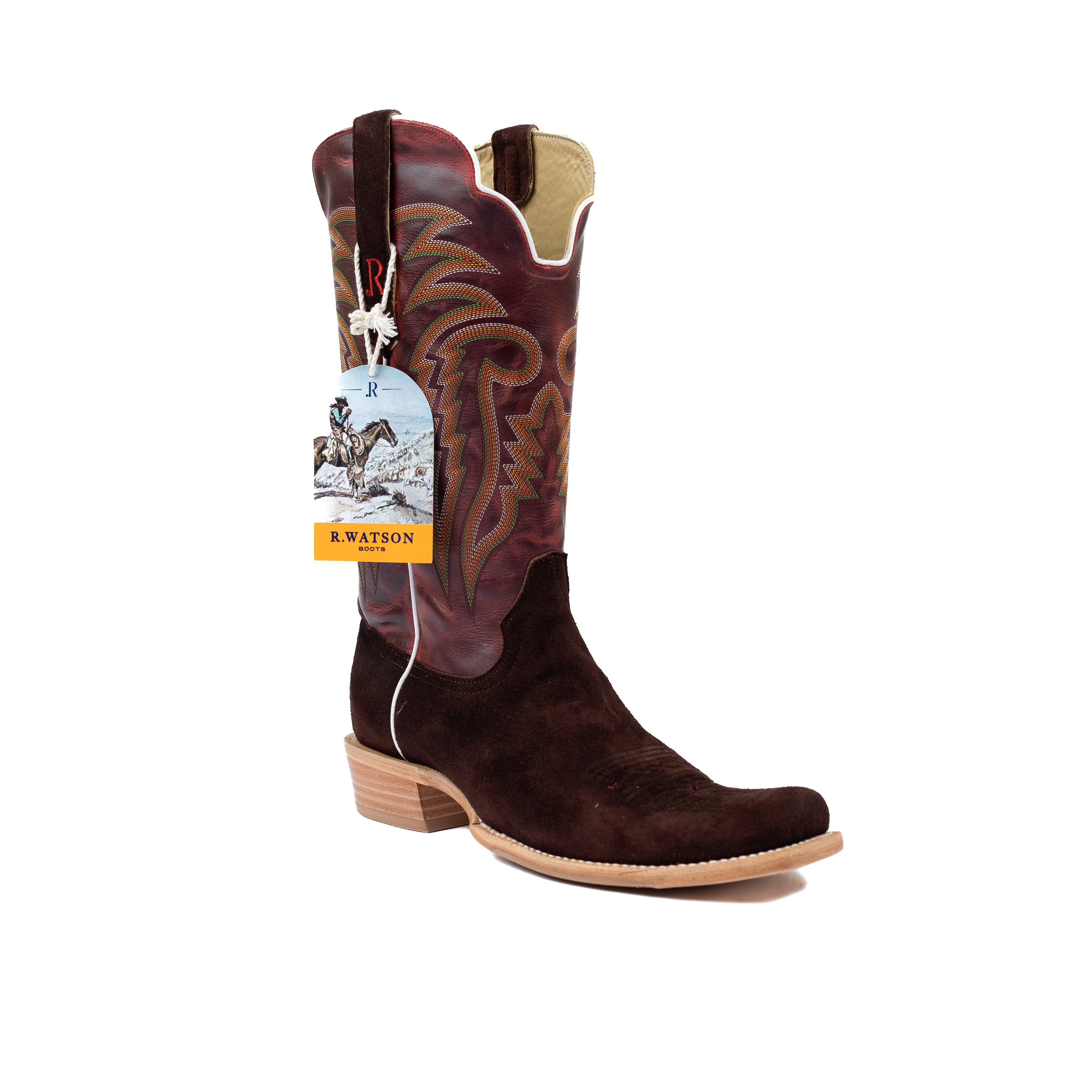 Men's R. Watson Chocolate Roughout Deer Vamp 13in Volcanic Red Top