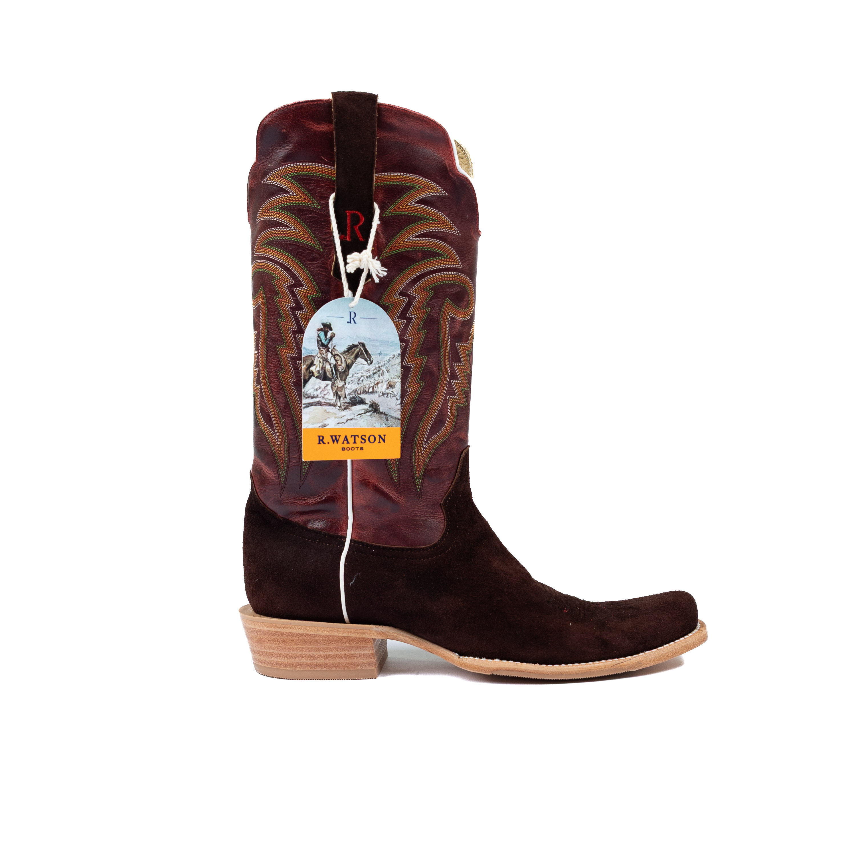 Men's R. Watson Chocolate Roughout Deer Vamp 13in Volcanic Red Top