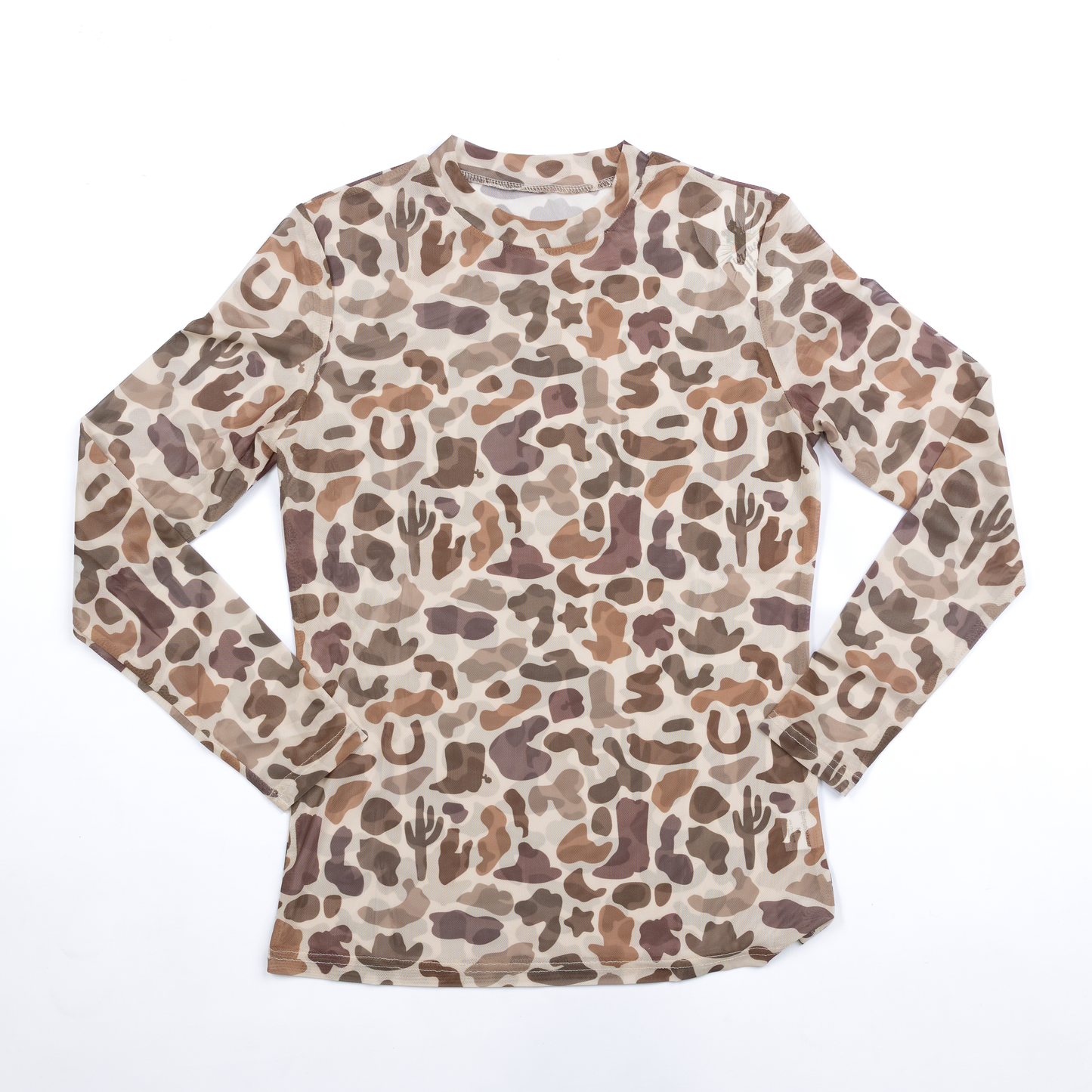 Women's Camo Long Sleeve Mesh Top