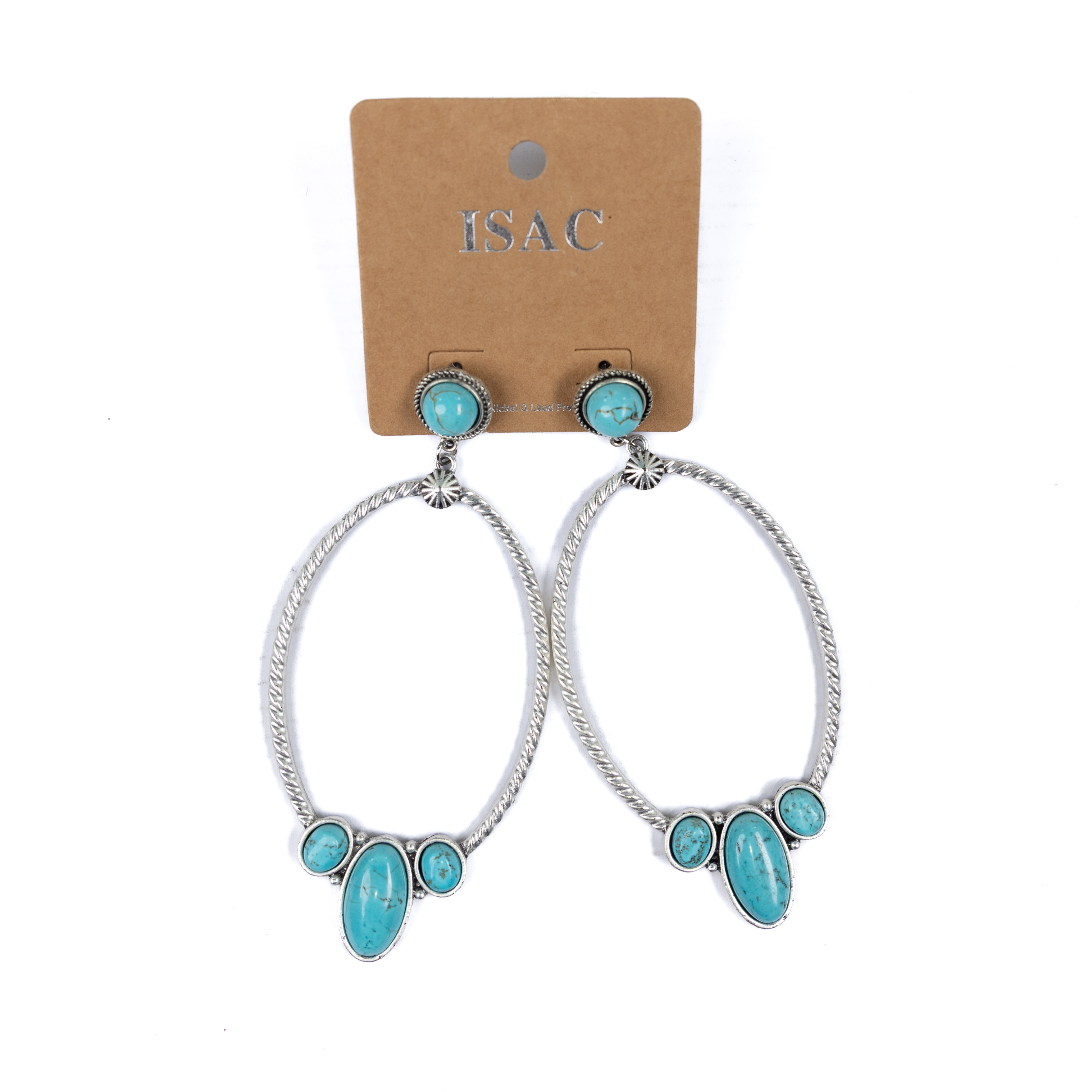 Women's Isac Oval Natural Turquoise Post Earrings 722288