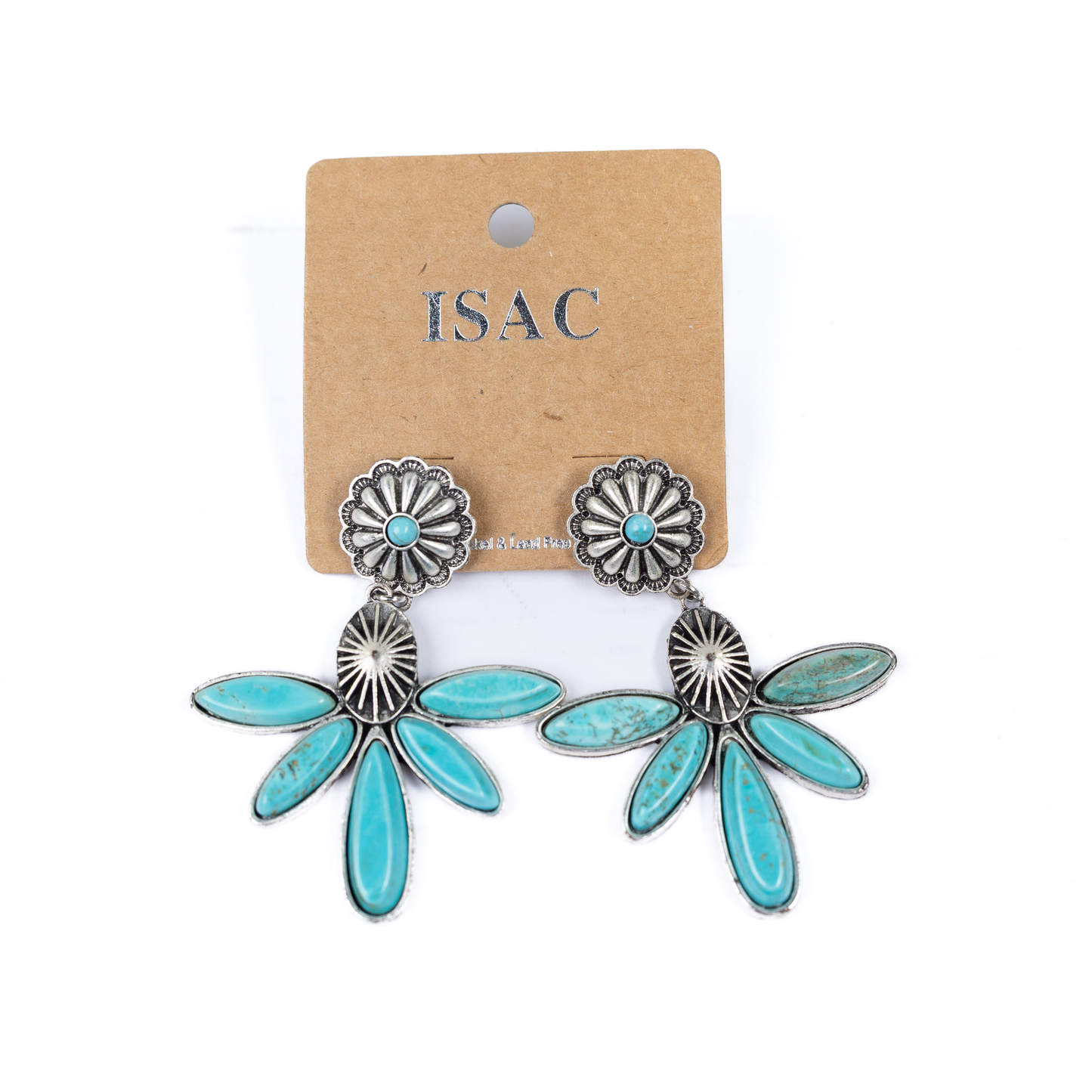 Women's Isac Natural Turquoise Post Earrings 722212