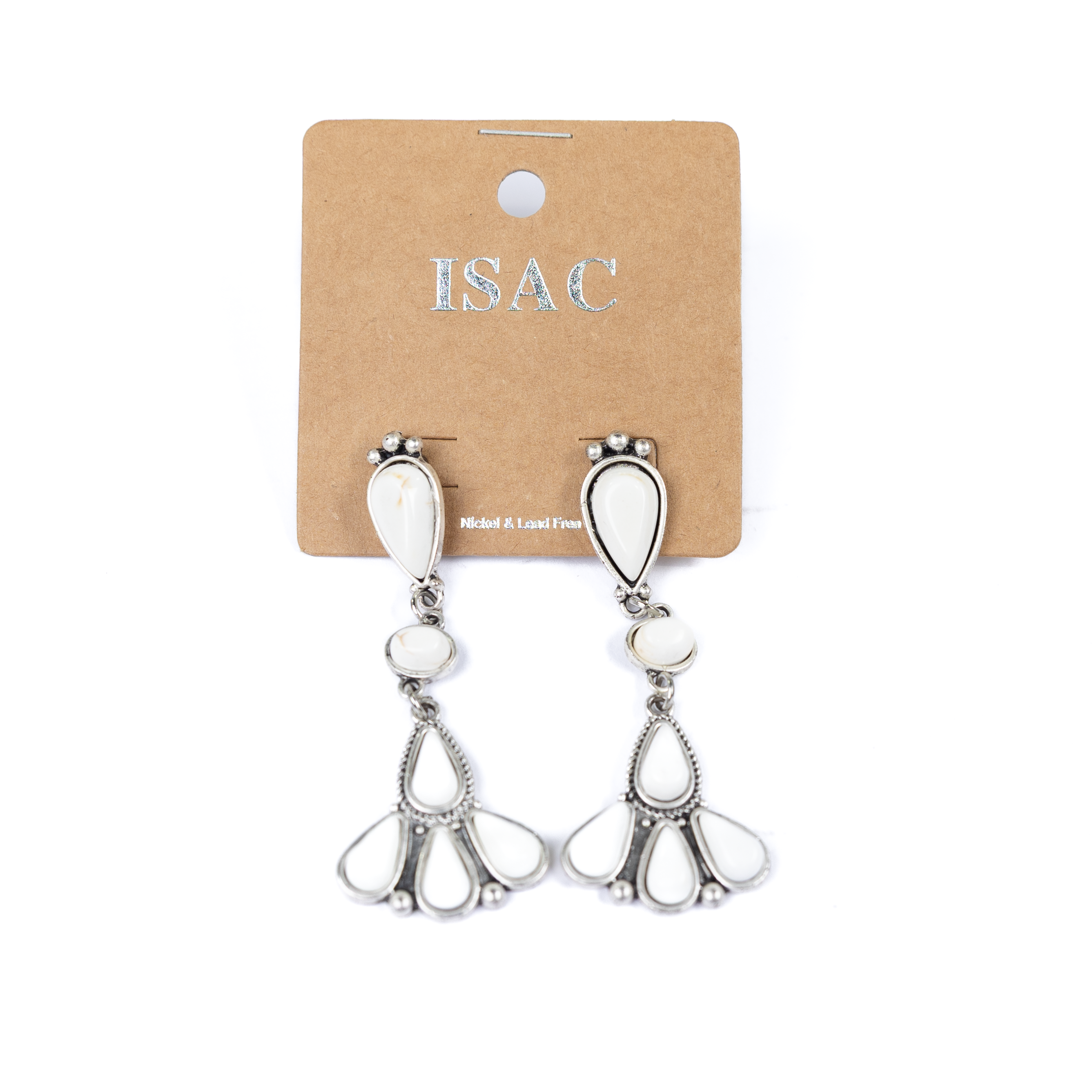 Women's Isac White 3" White Dangle Earrings 723439