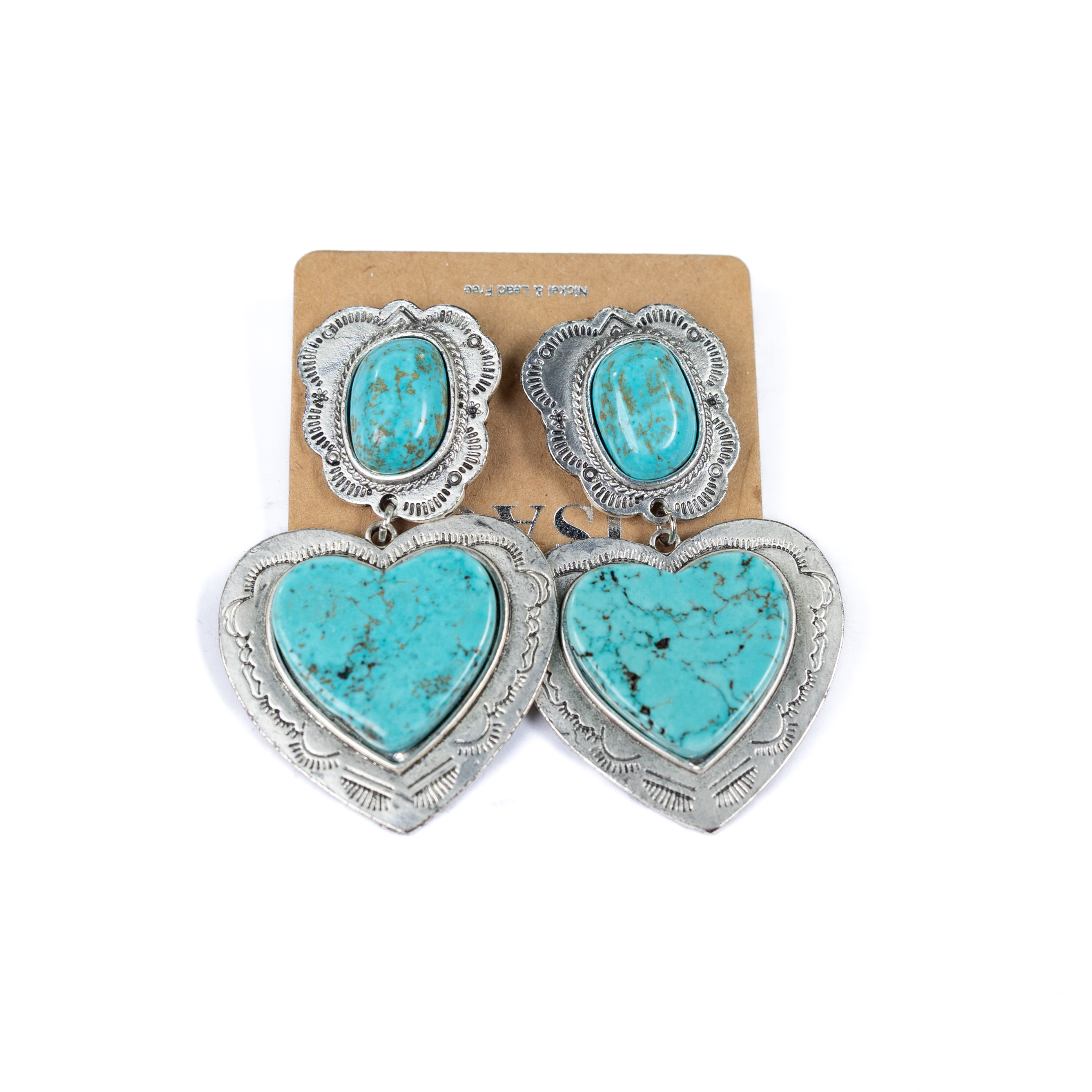 Women's Isac Flat Top Heart Turquoise Post Earrings 722716