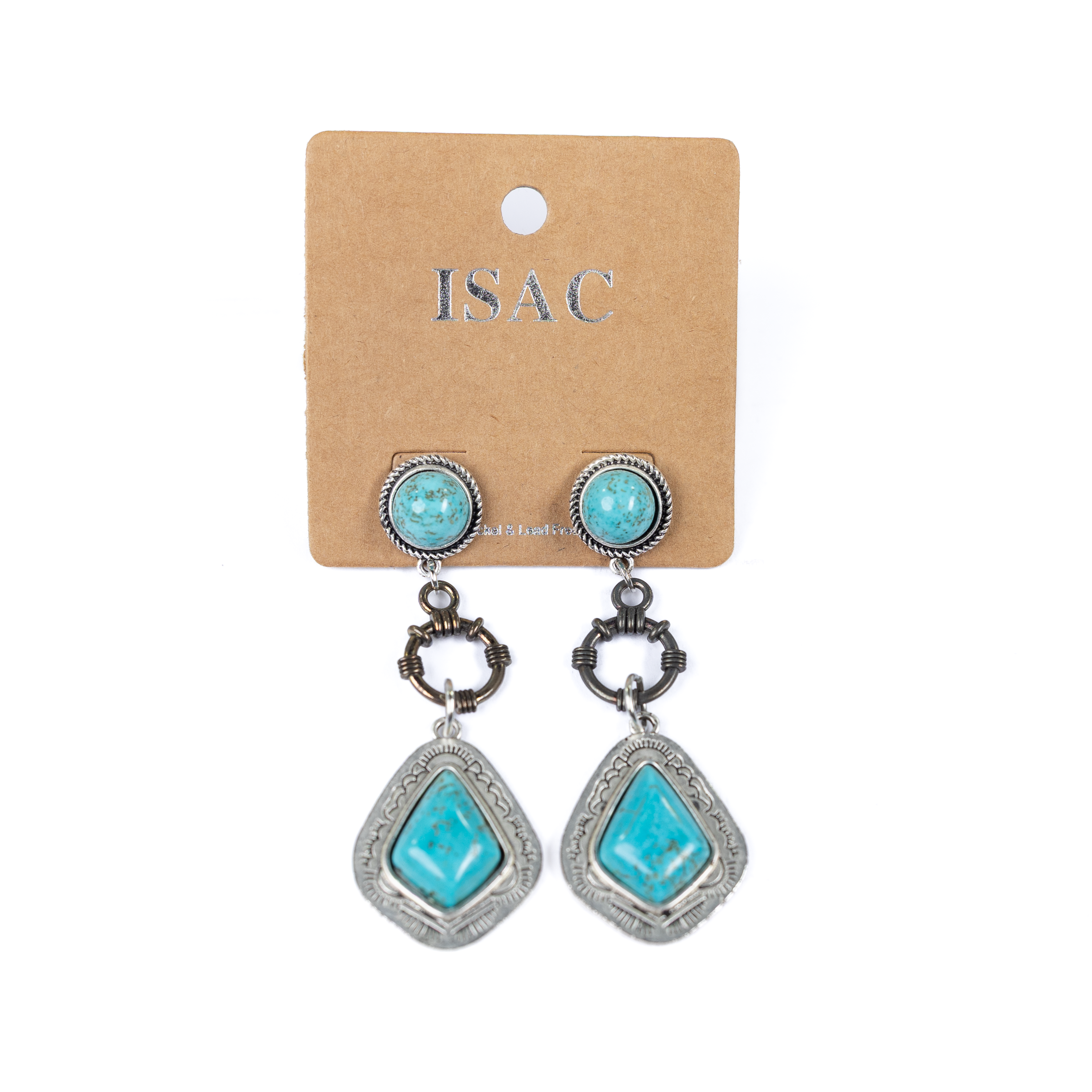 Women's Isac 3" Aztec Turquoise Post Earrings 723393