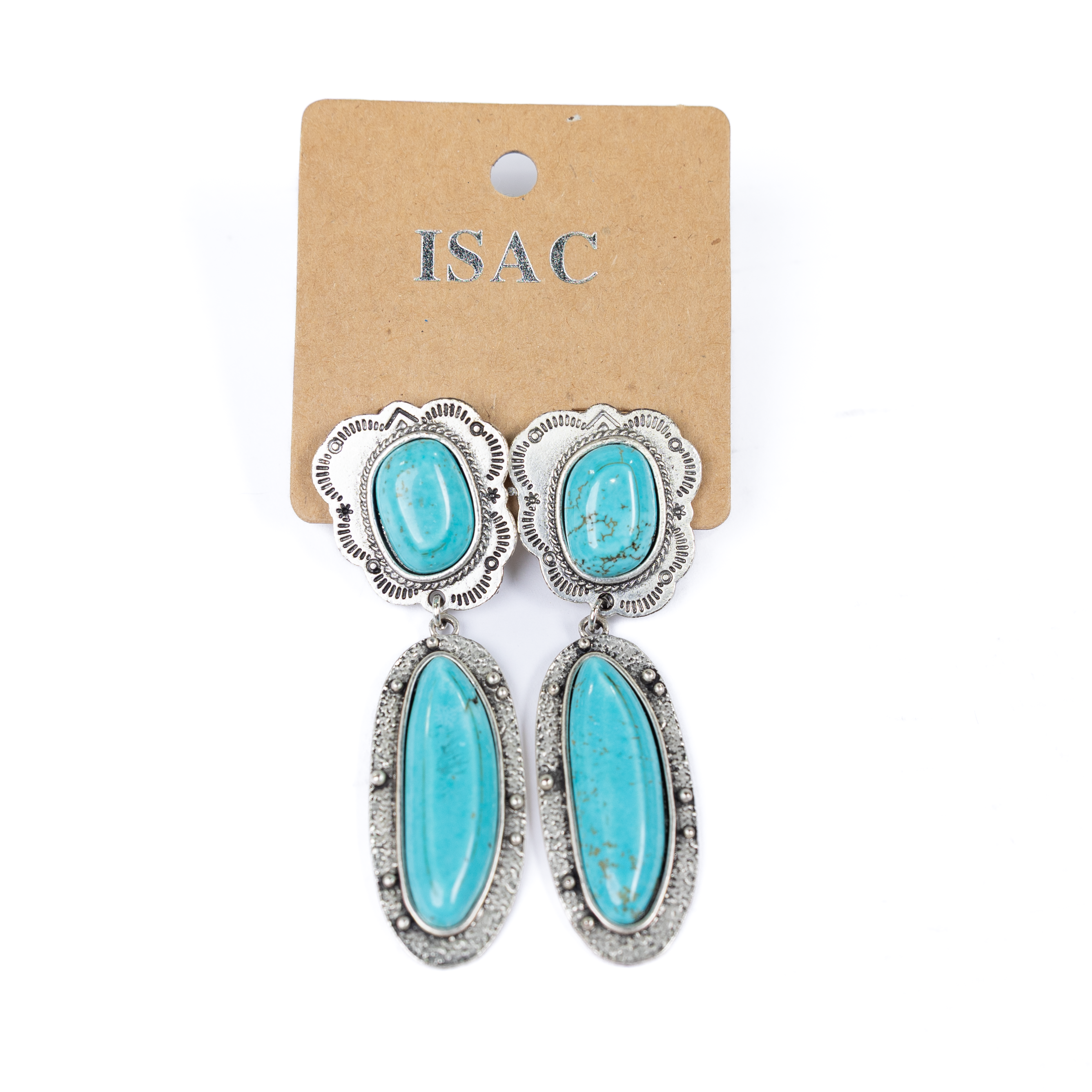 Women's Isac Silver and Turquoise Post Earrings 722505