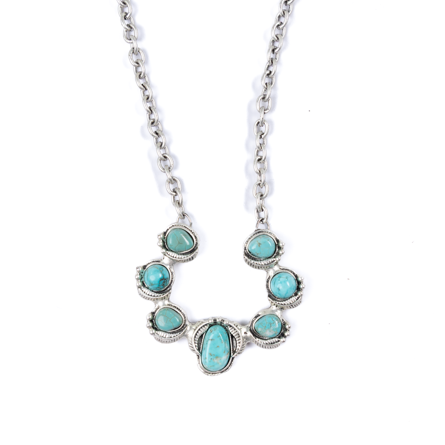 Women's Isac 30" Squash Blossom Navajo Turquoise Necklace 734210