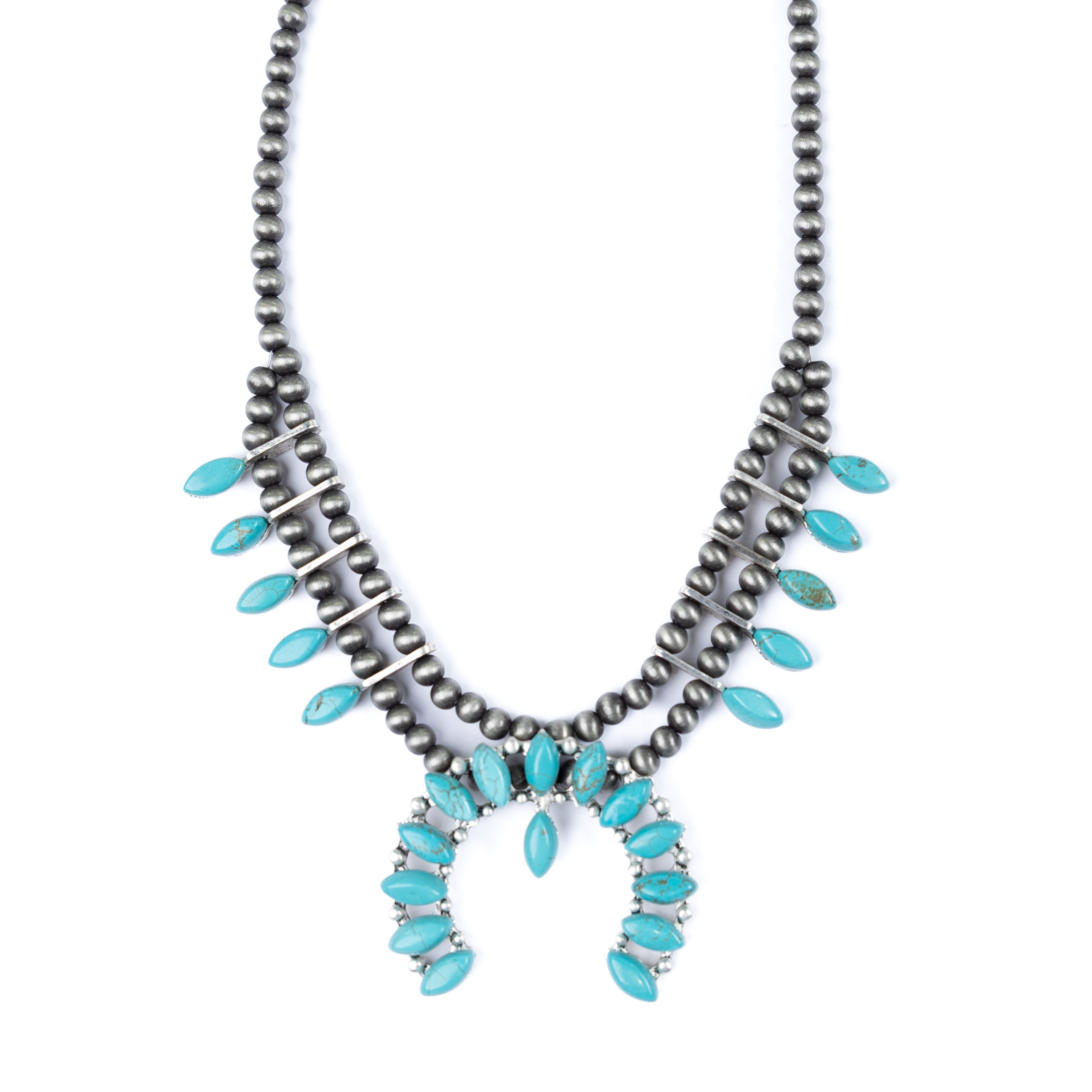 Women's Isac Squash Blossom Turquoise Necklace 734158