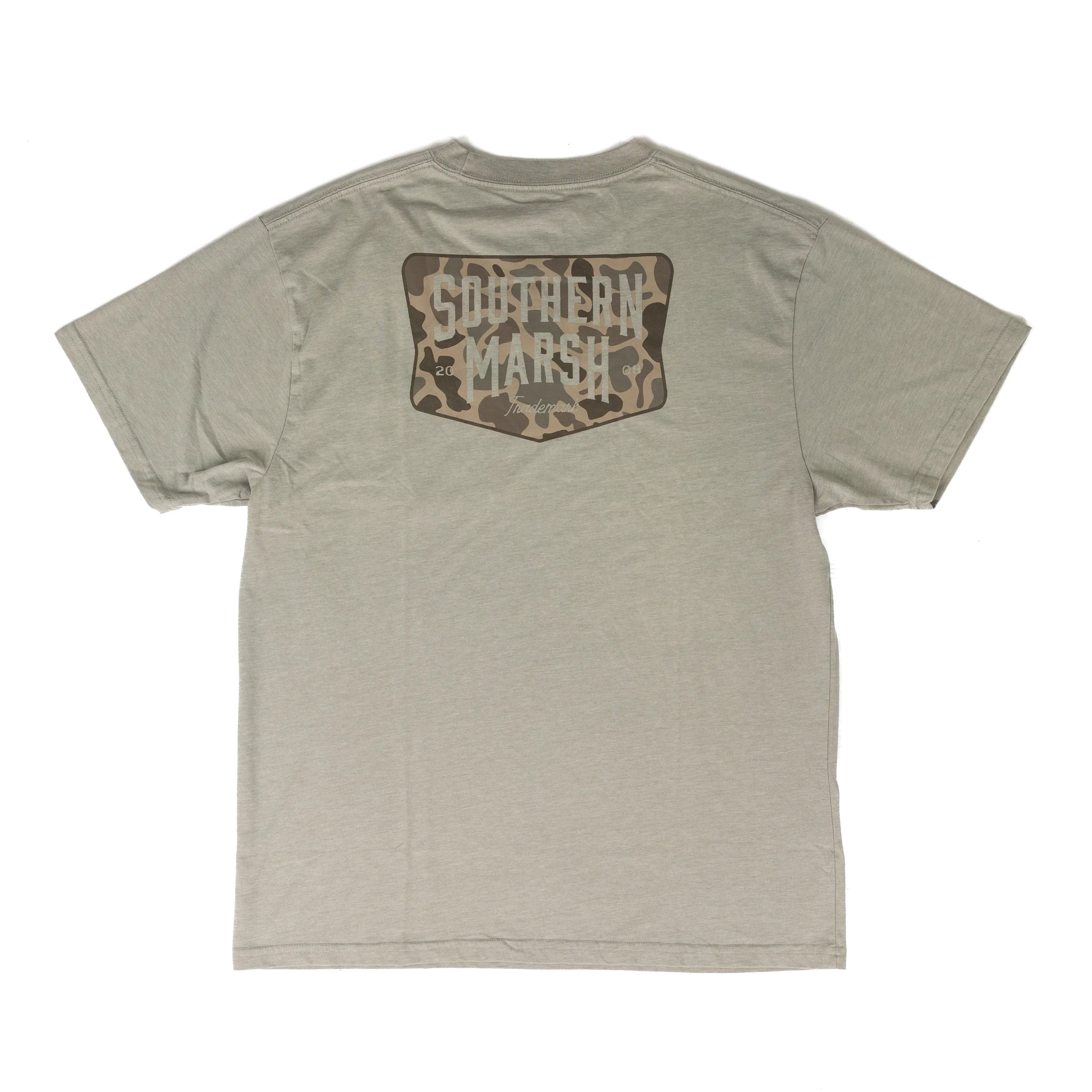 Southern Marsh Men's Gray Branding Camo Shield T-shirt TBCS-GRY