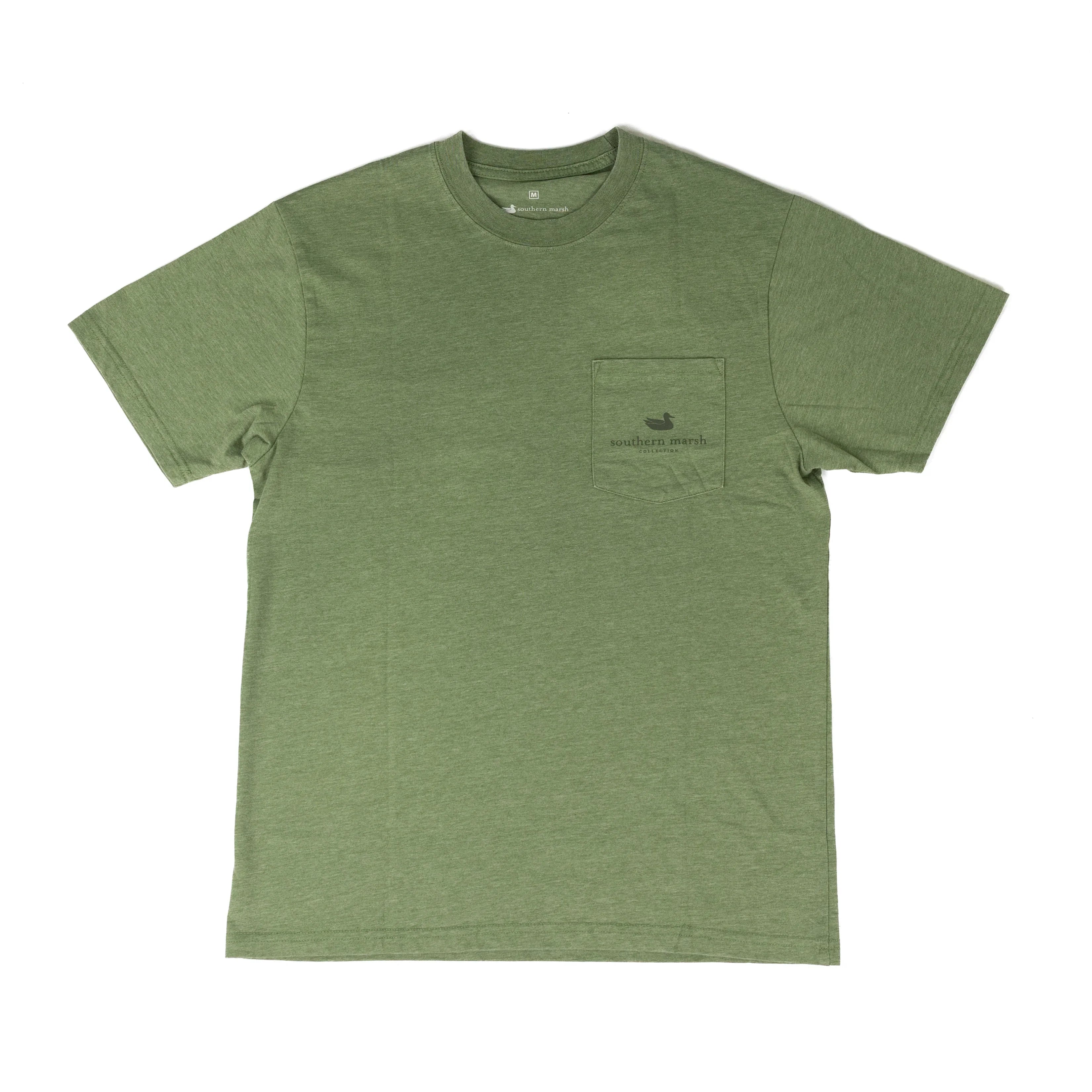 Southern Marsh Green Short Sleeve Duck Etching T-shirt TBDE-DFN
