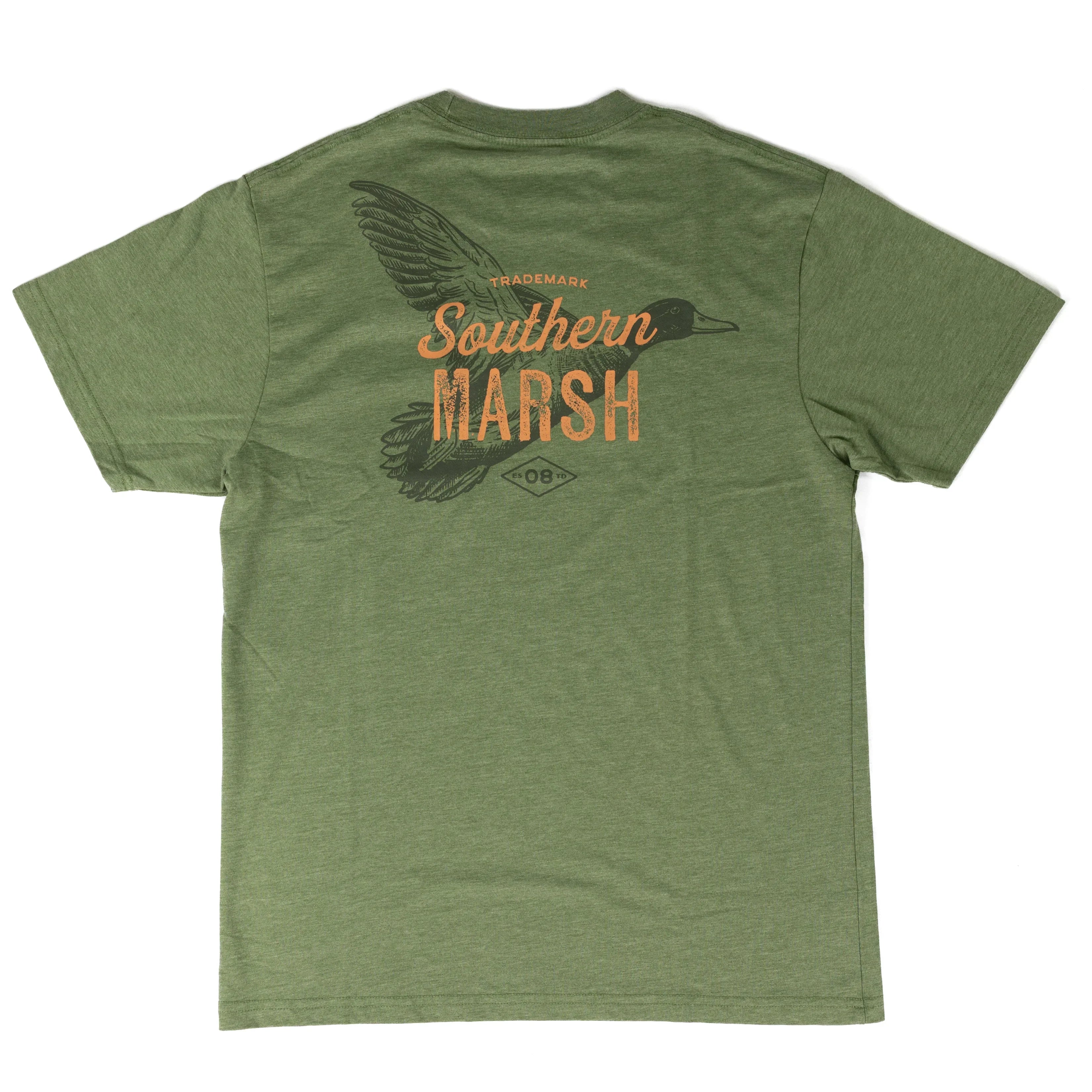 Southern Marsh Green Short Sleeve Duck Etching T-shirt TBDE-DFN