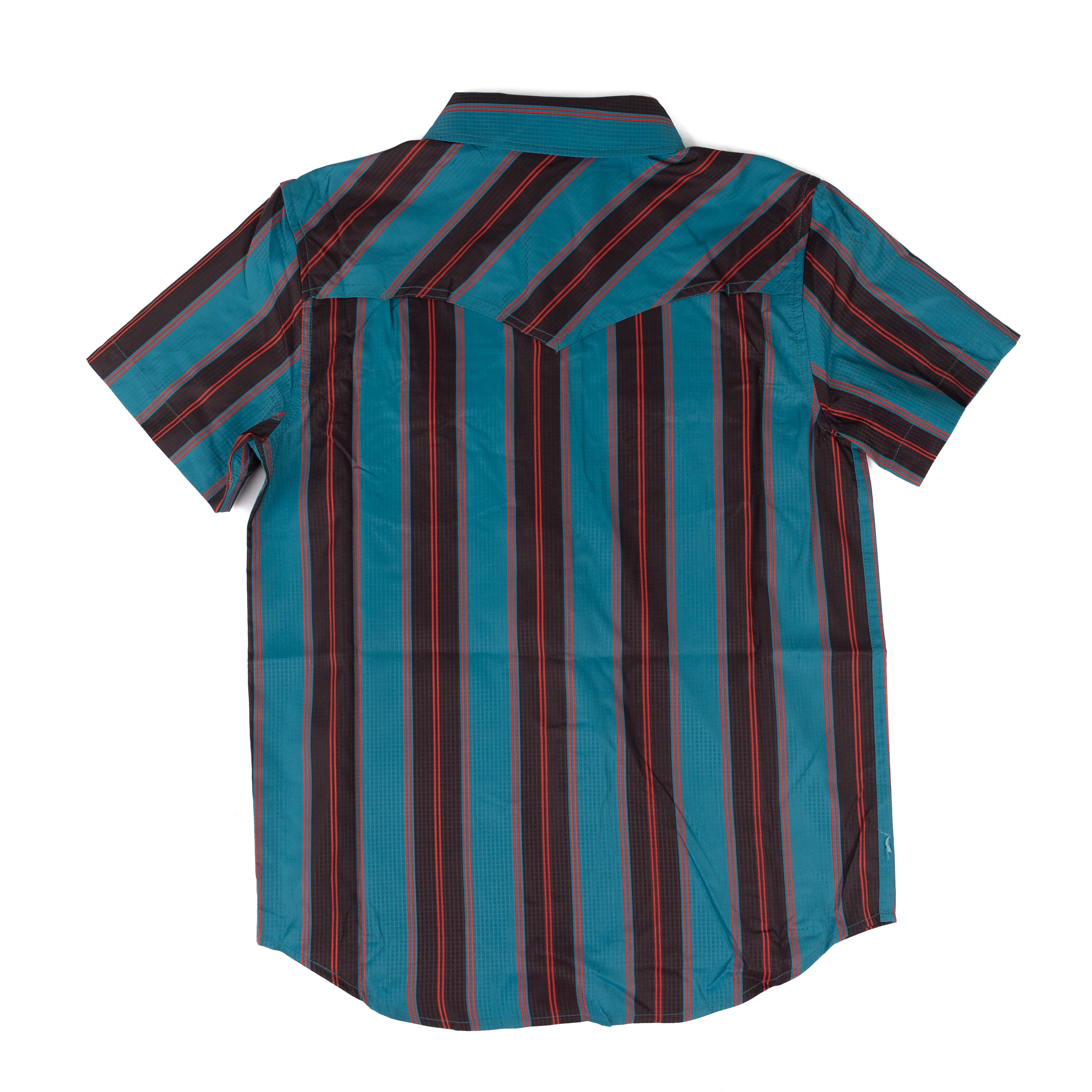 Rock and Roll Boy's Short Sleeve Teal Stripe TEK Snap Shirt BBN3S09453
