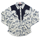 Women's Howdy Hanny Navy Western Corduroy Snap Up Long Sleeve Top