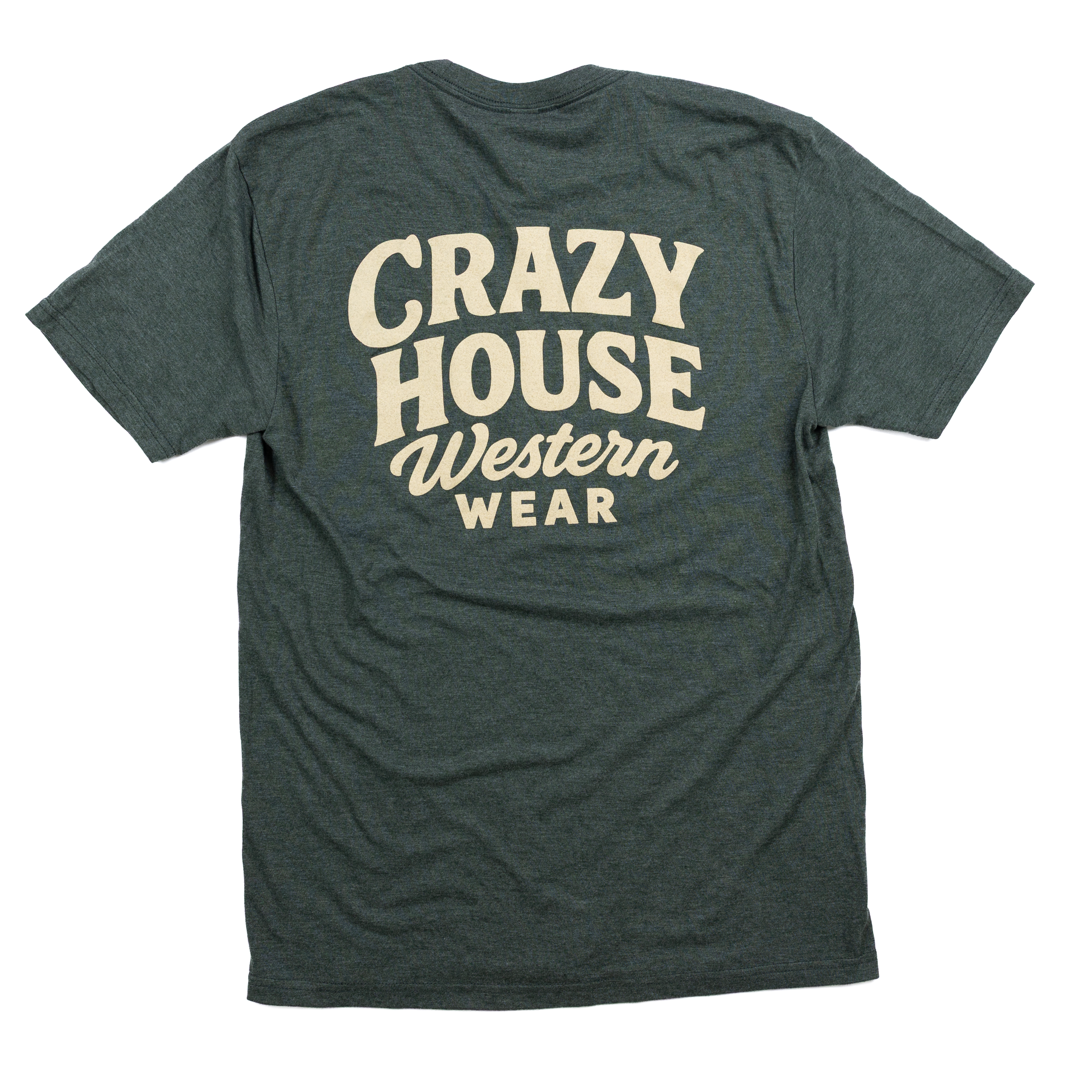 Crazy House Hunter Green and Cream Script Short Sleeve T-shirt