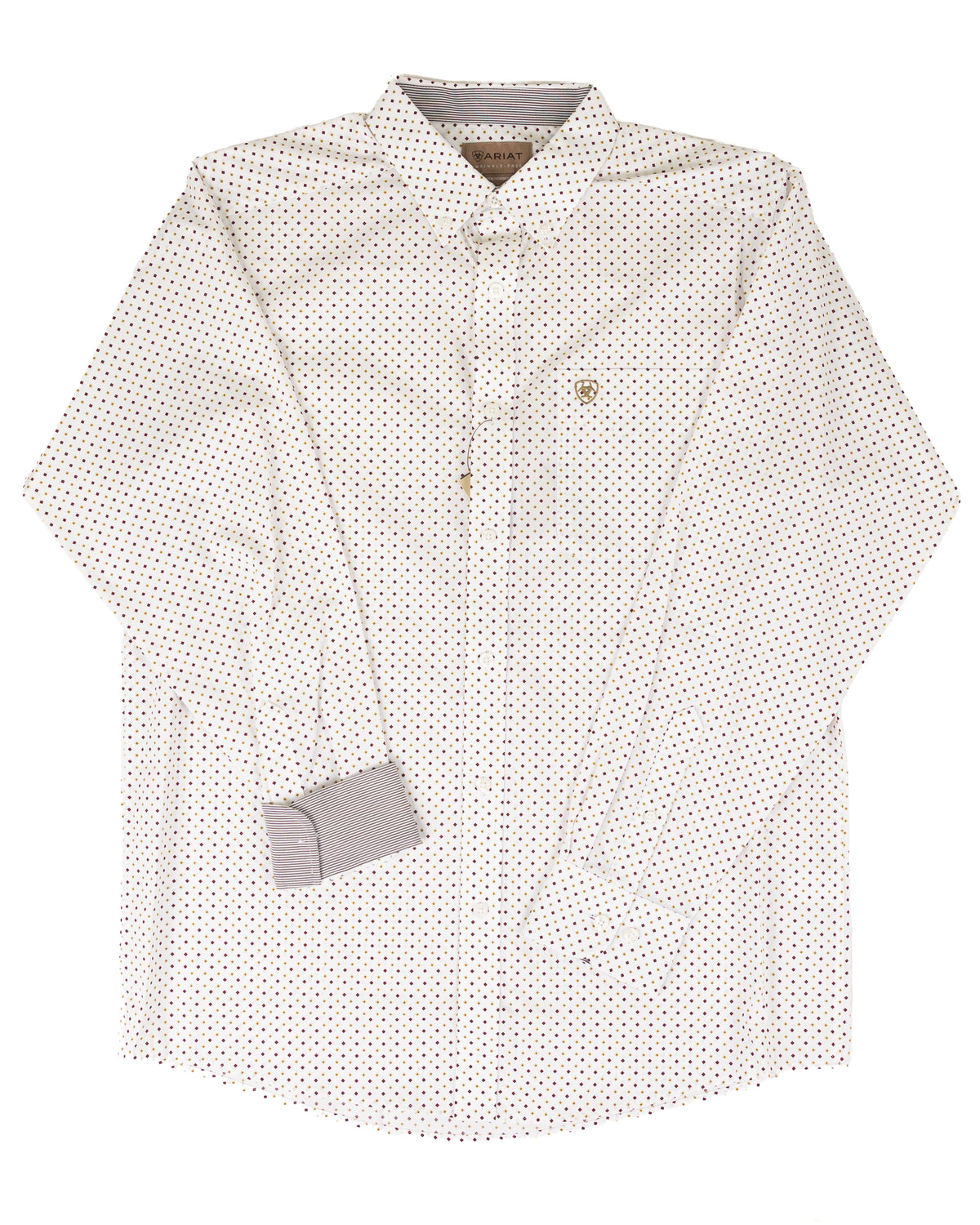 Ariat Men's White Diamond Print Wrinkle Free Reginald Classic Fit Shirt 10080625