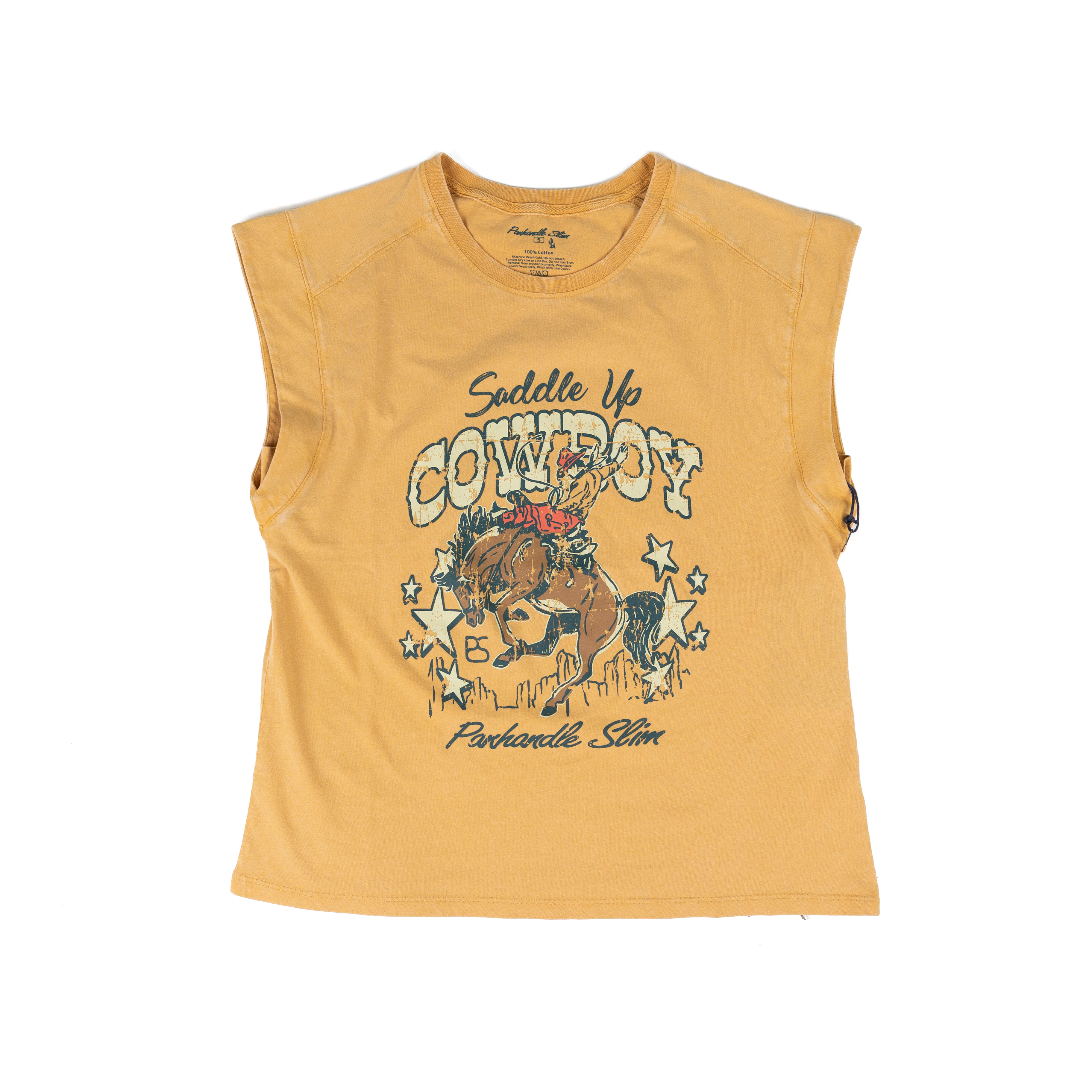 Women's Panhandle Mustard Yellow Cowboy Graphic T-shirt LW21T09048