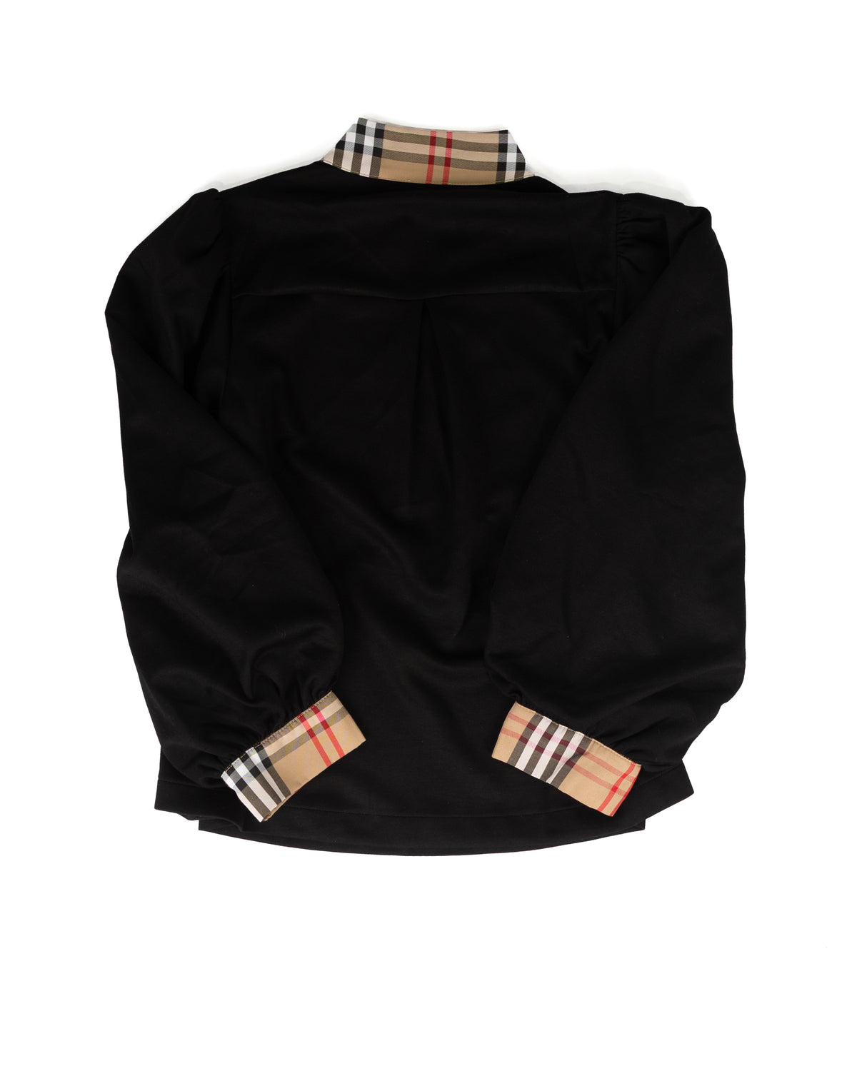 Jodifl Women's Black Plaid Contrast Mock Neck Solid Top