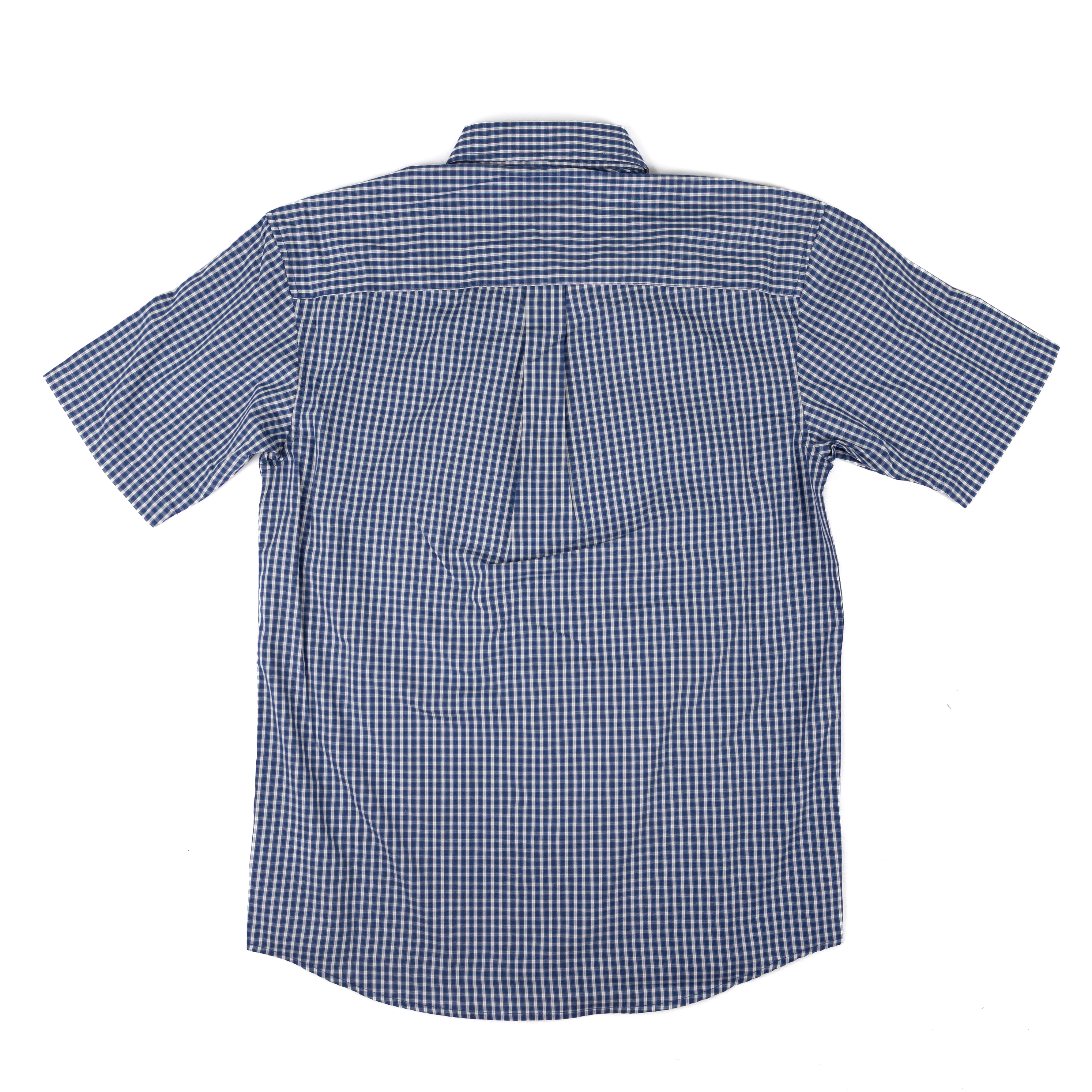 Men's Wrangler Short Sleeve Blue Plaid Classic Fit Button Up Shirt 112379161