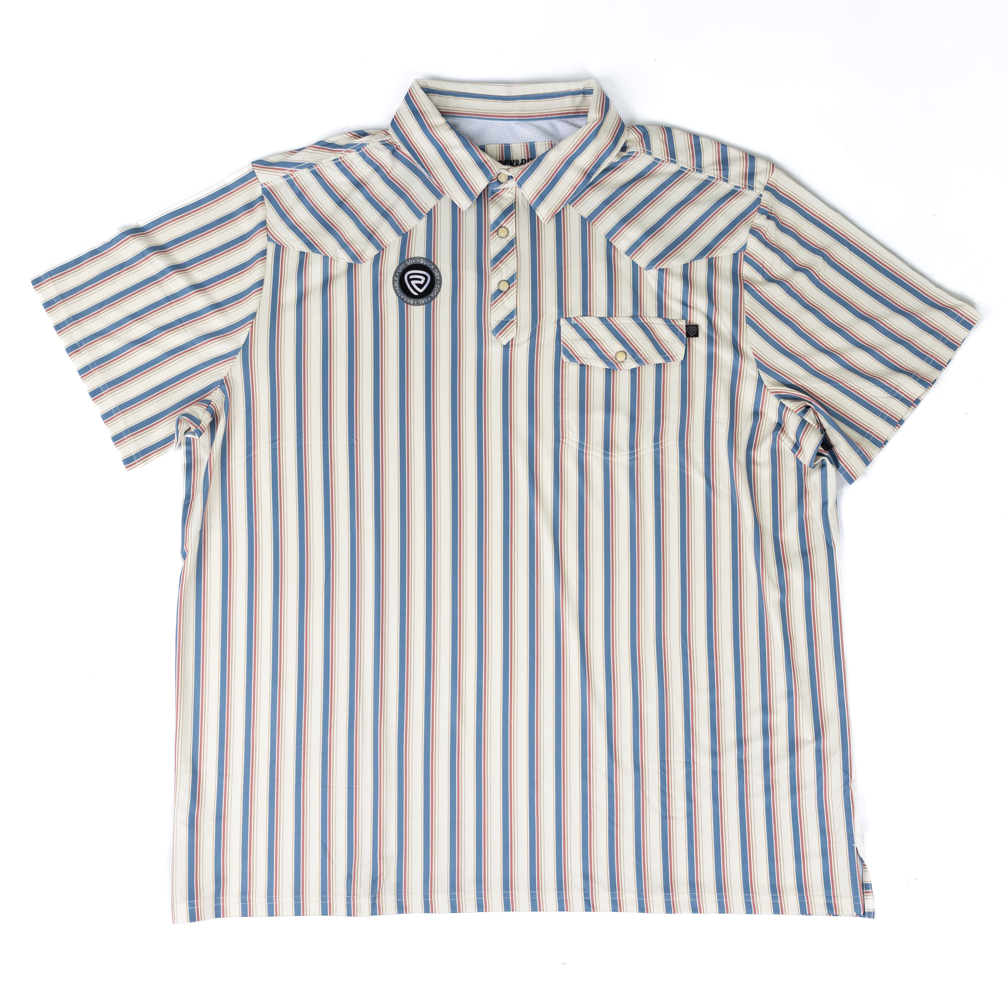 Men's Rock and Roll Denim Natural Western Stripe Shirt BM51T09057