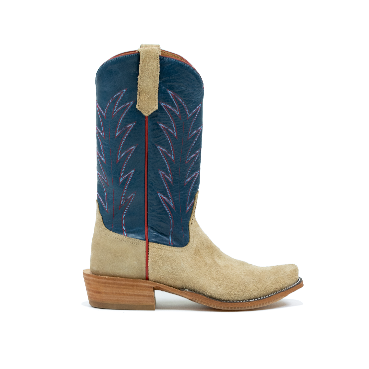 Rios Tan Reverse Crazy Horse with 13" Navy Calf Tops R9028 - Crazy House Western Wear