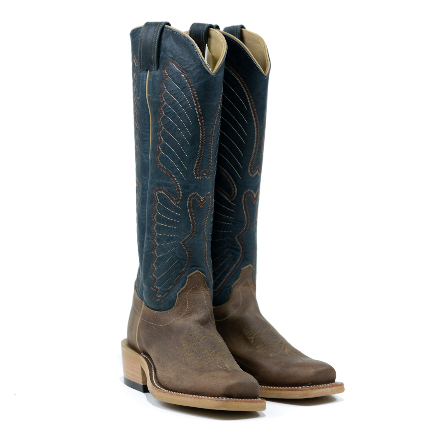 Olathe Sand Angry Elk with 16" Indigo Navajo Bison Tops TT16 - Crazy House Western Wear